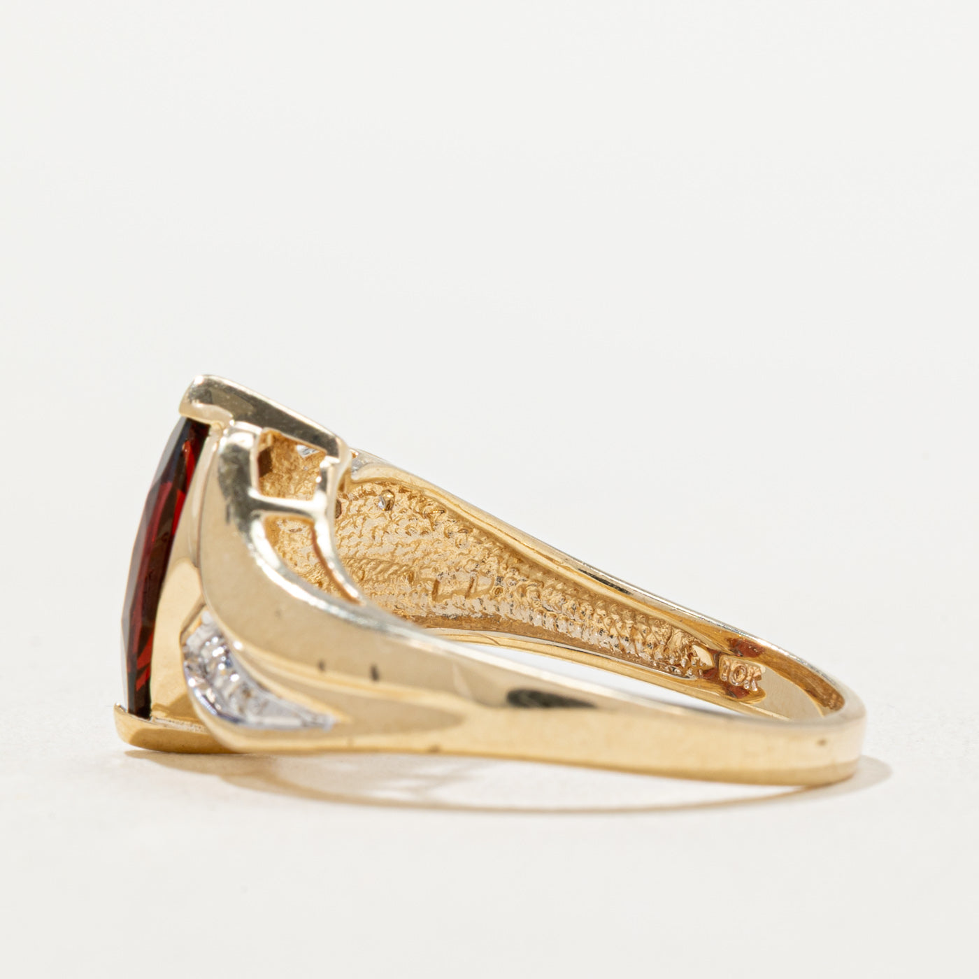 Marquise Cut Garnet & Diamond Ring | 1.70ct, 0.02ctw | SZ 8