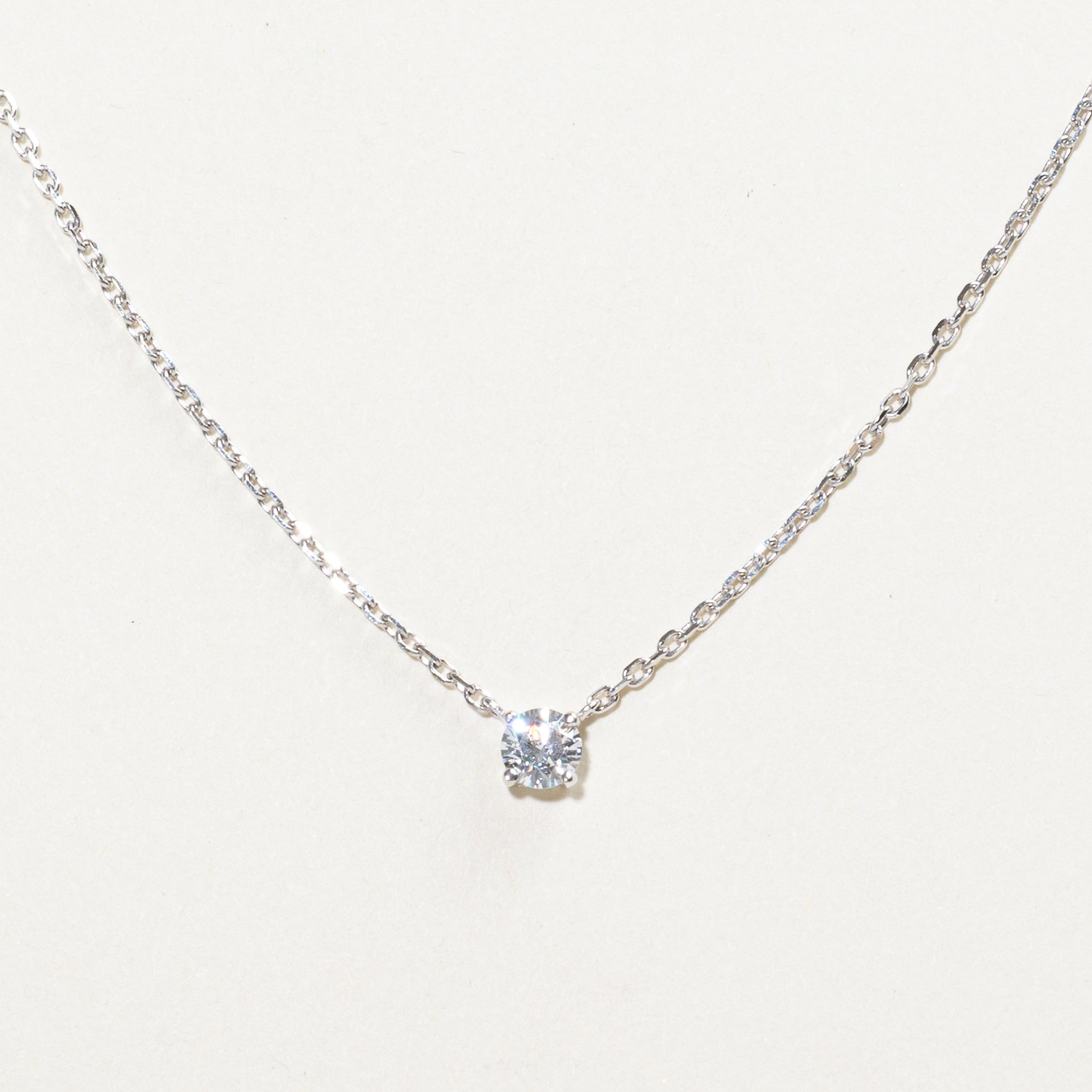 White Gold Solitaire Diamond Pendant Necklace | 0.28ct | 16"