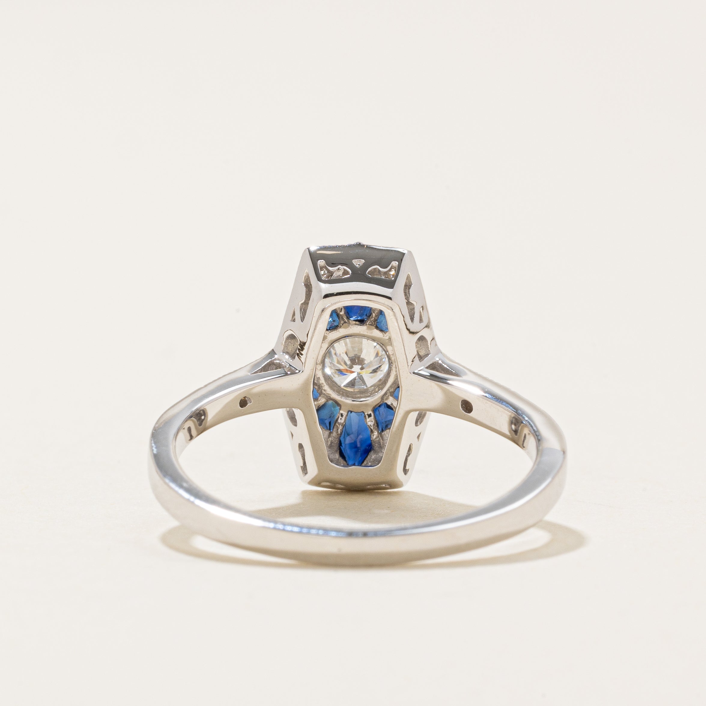'100 Ways' Art Deco Inspired Diamond & Sapphire Ring | 0.61ctw | SZ 6.75