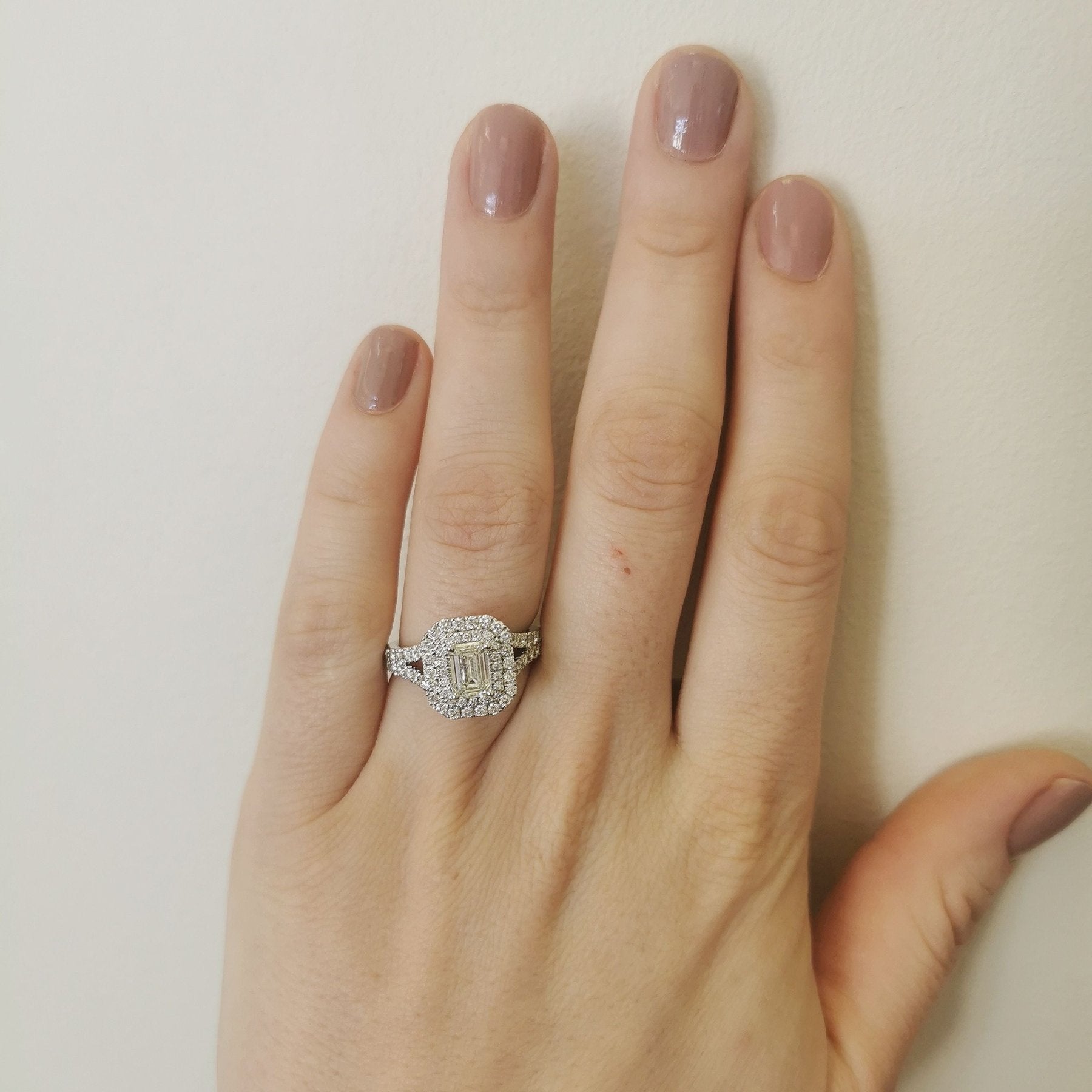 'Vera Wang' Emerald Cut Double Halo Diamond Engagement Ring | 0.04ctw, 1.82ctw | SZ 6.5 | - 100 Ways