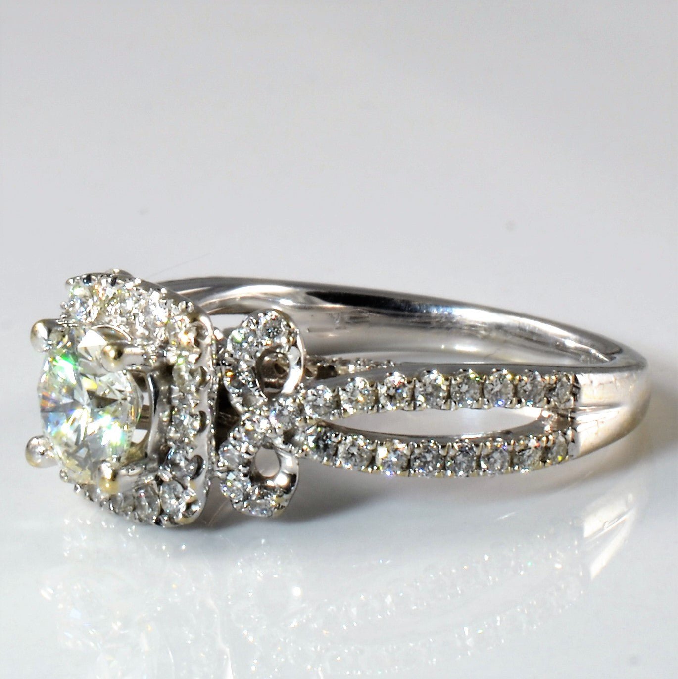 'Vera Wang' Infinity Knot Detailed Diamond Halo Ring | 1.65ctw | SZ 7 | - 100 Ways