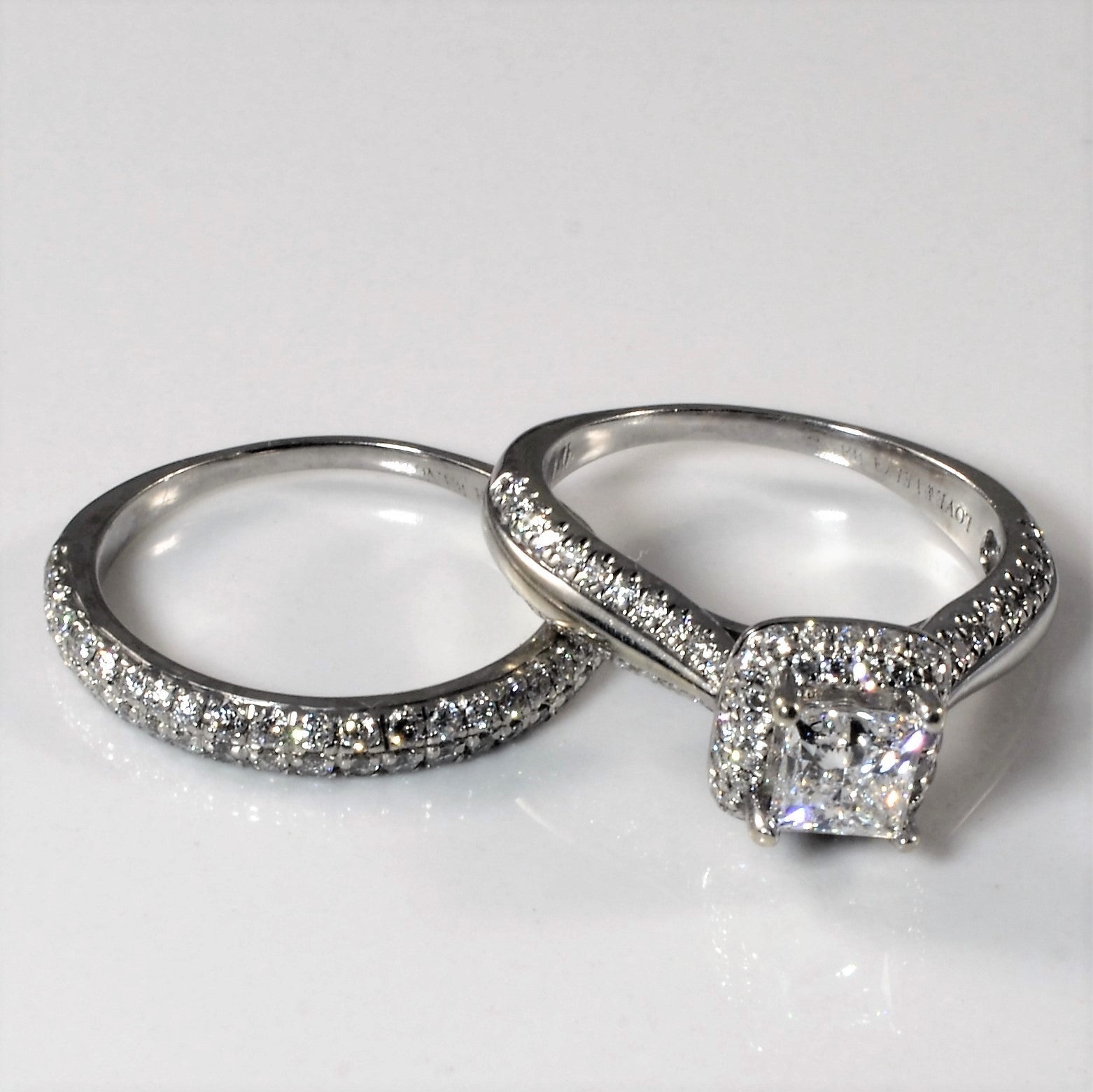 'Vera Wang' Princess Halo Diamond Wedding Set | 1.42ctw | SZ 6 | - 100 Ways