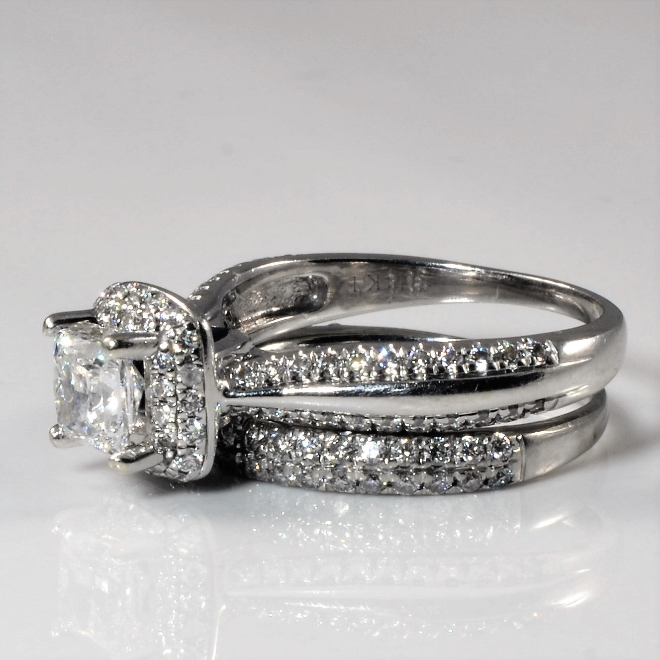 'Vera Wang' Princess Halo Diamond Wedding Set | 1.42ctw | SZ 6 | - 100 Ways