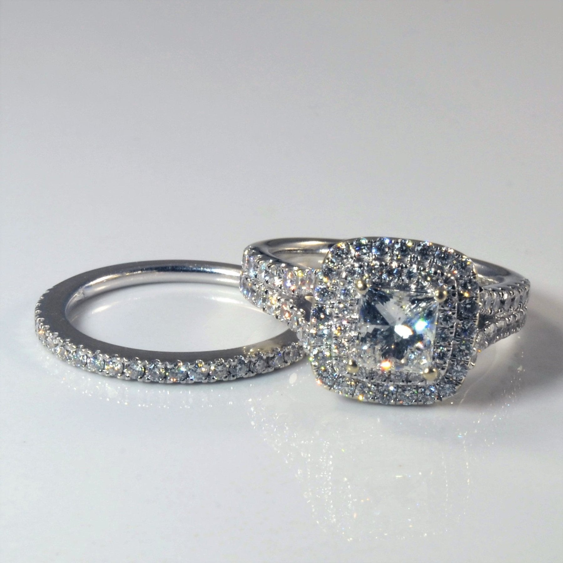 'Vera Wang' Split Shank Double Halo Wedding Set | 2.38ctw | SZ 6.5 | - 100 Ways