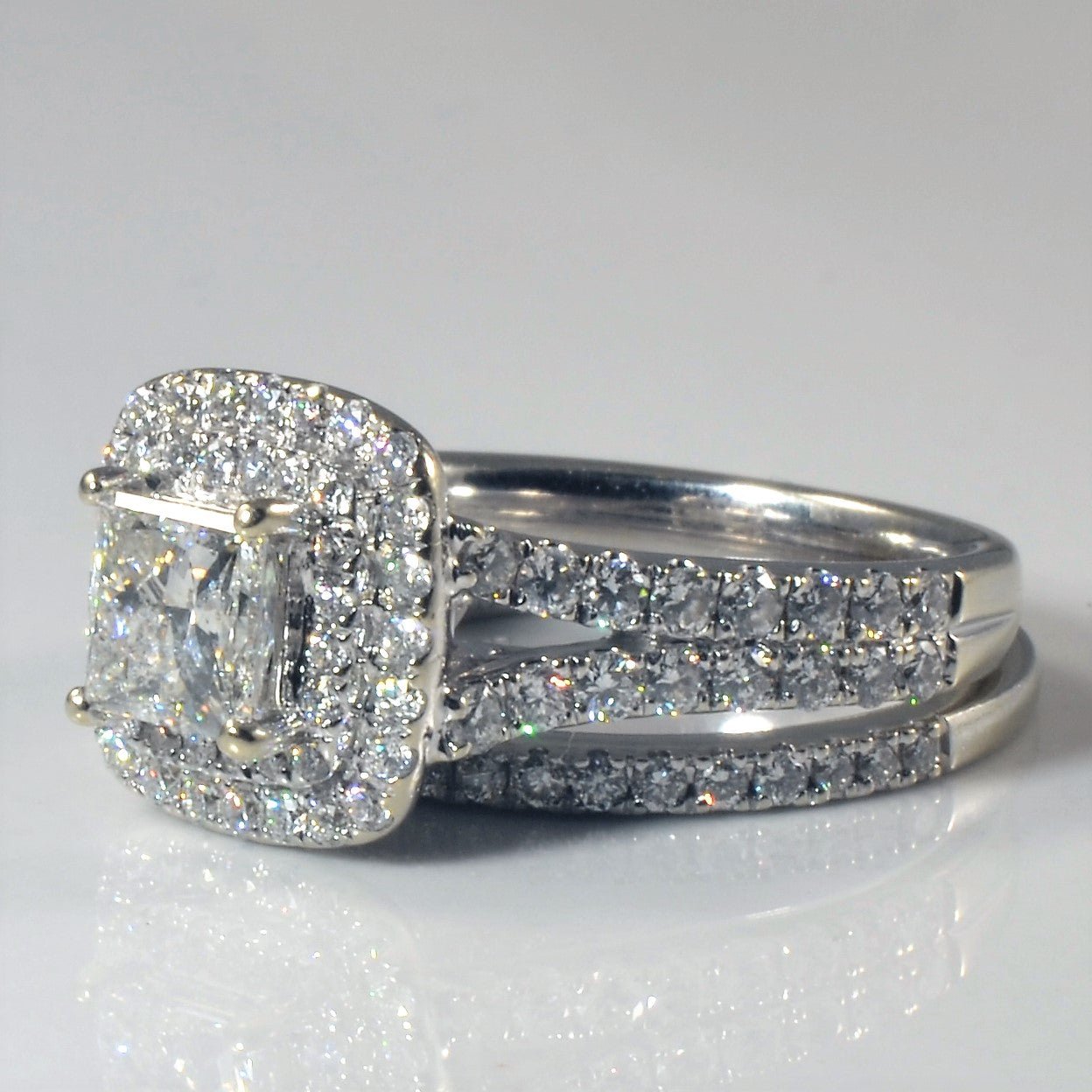 'Vera Wang' Split Shank Double Halo Wedding Set | 2.38ctw | SZ 6.5 | - 100 Ways