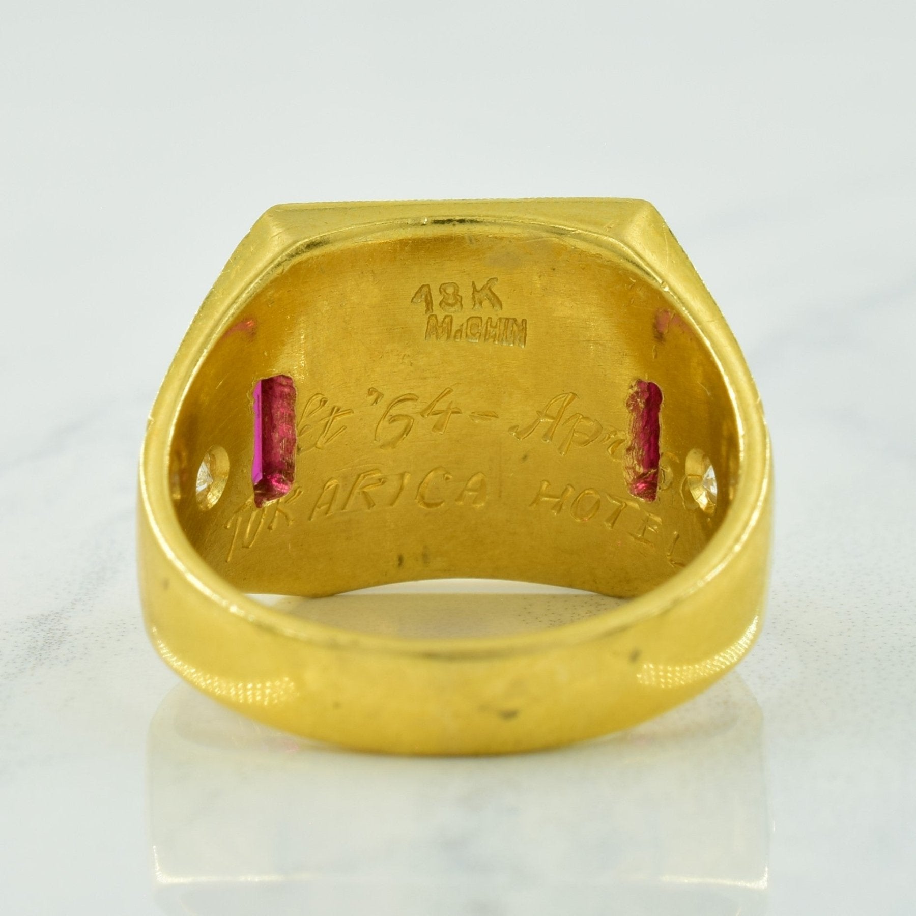'WM' Synthetic Ruby & Diamond Ring | 0.24ctw, 0.10ctw | SZ 8.5 | - 100 Ways