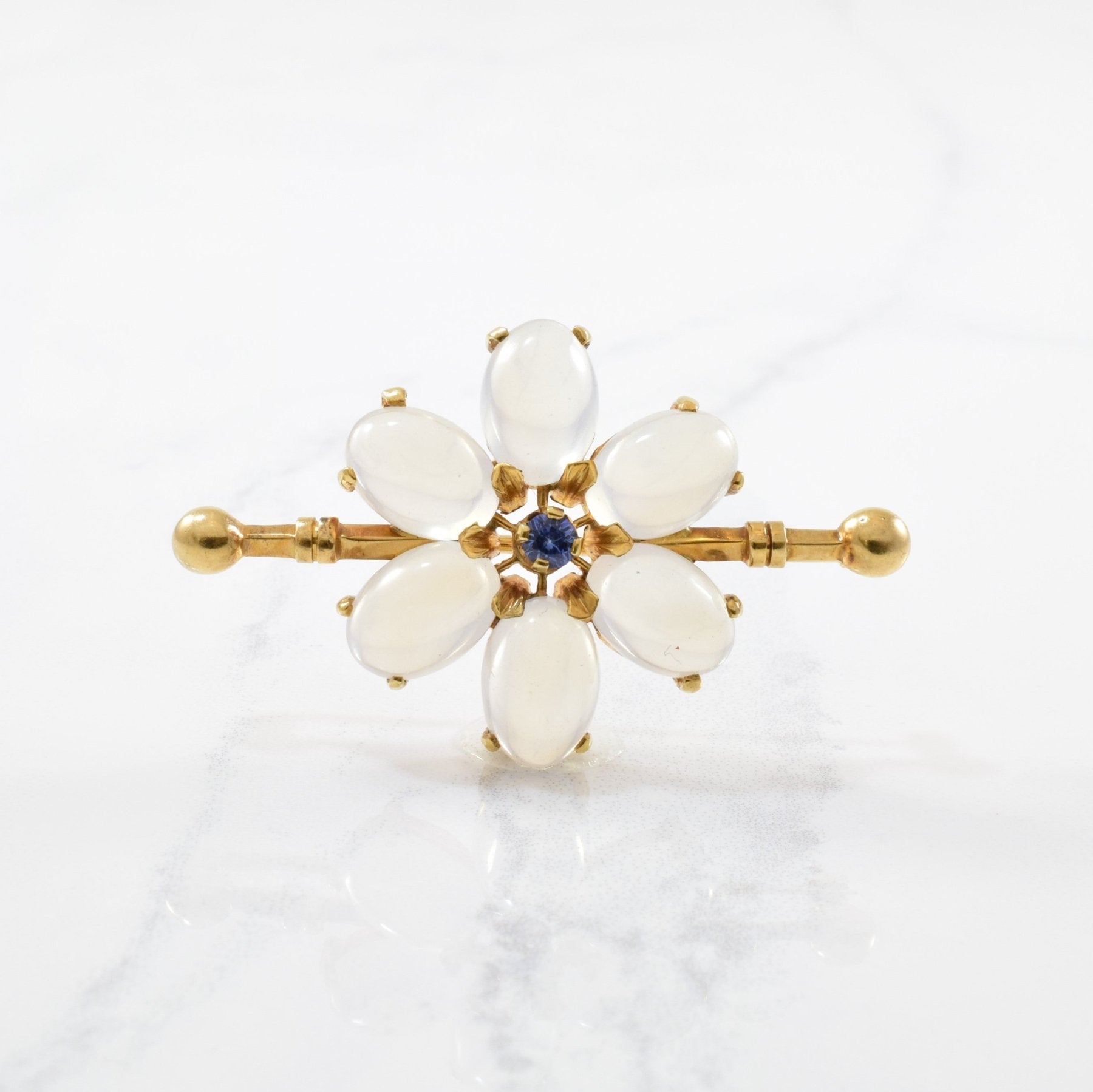 'Wordley, Allsopp, and Bliss' Vintage Sapphire & Moonstone Brooch | 0.13ct, 10.50ctw | - 100 Ways