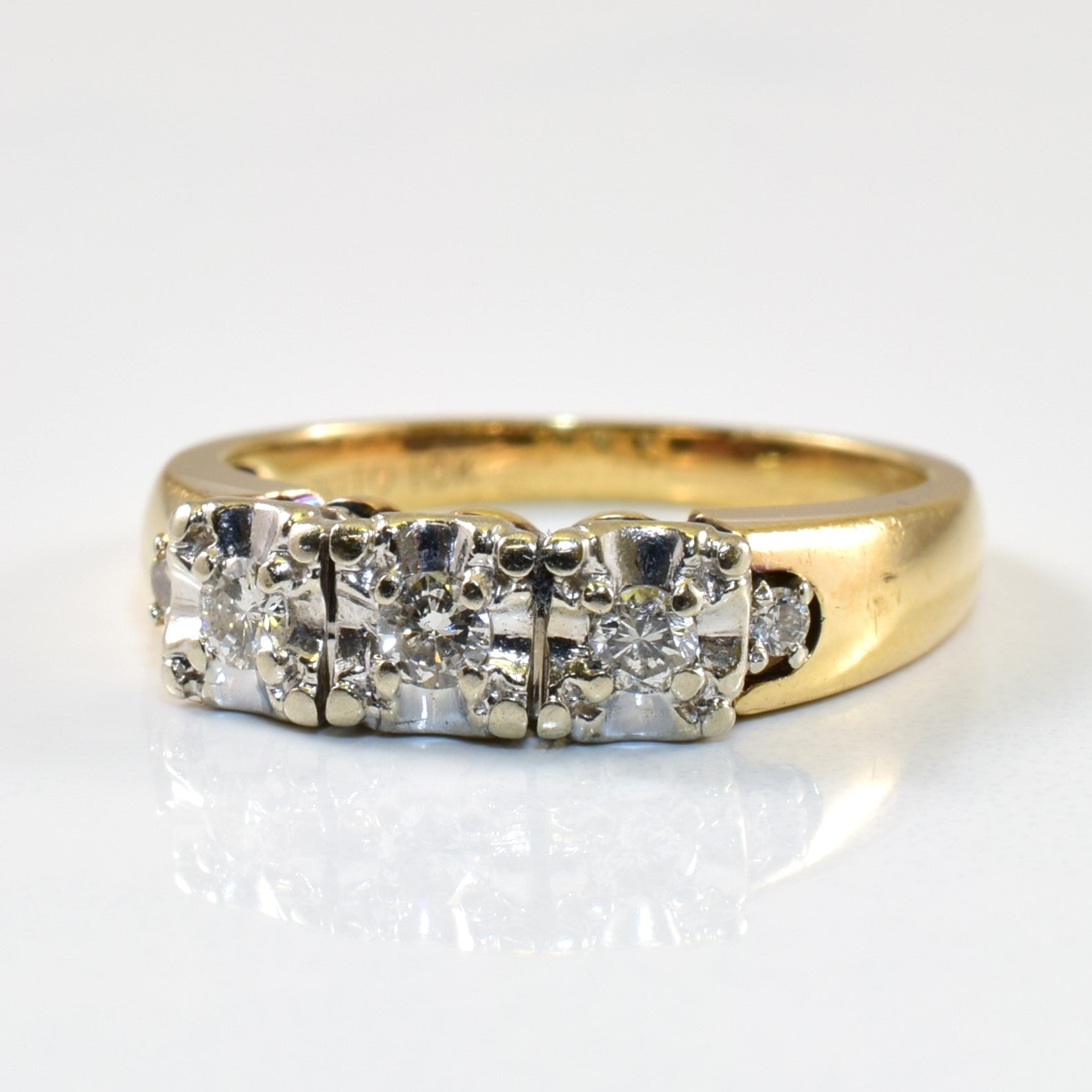 Three Stone Diamond Ring | 0.18ctw | SZ 6.75 |