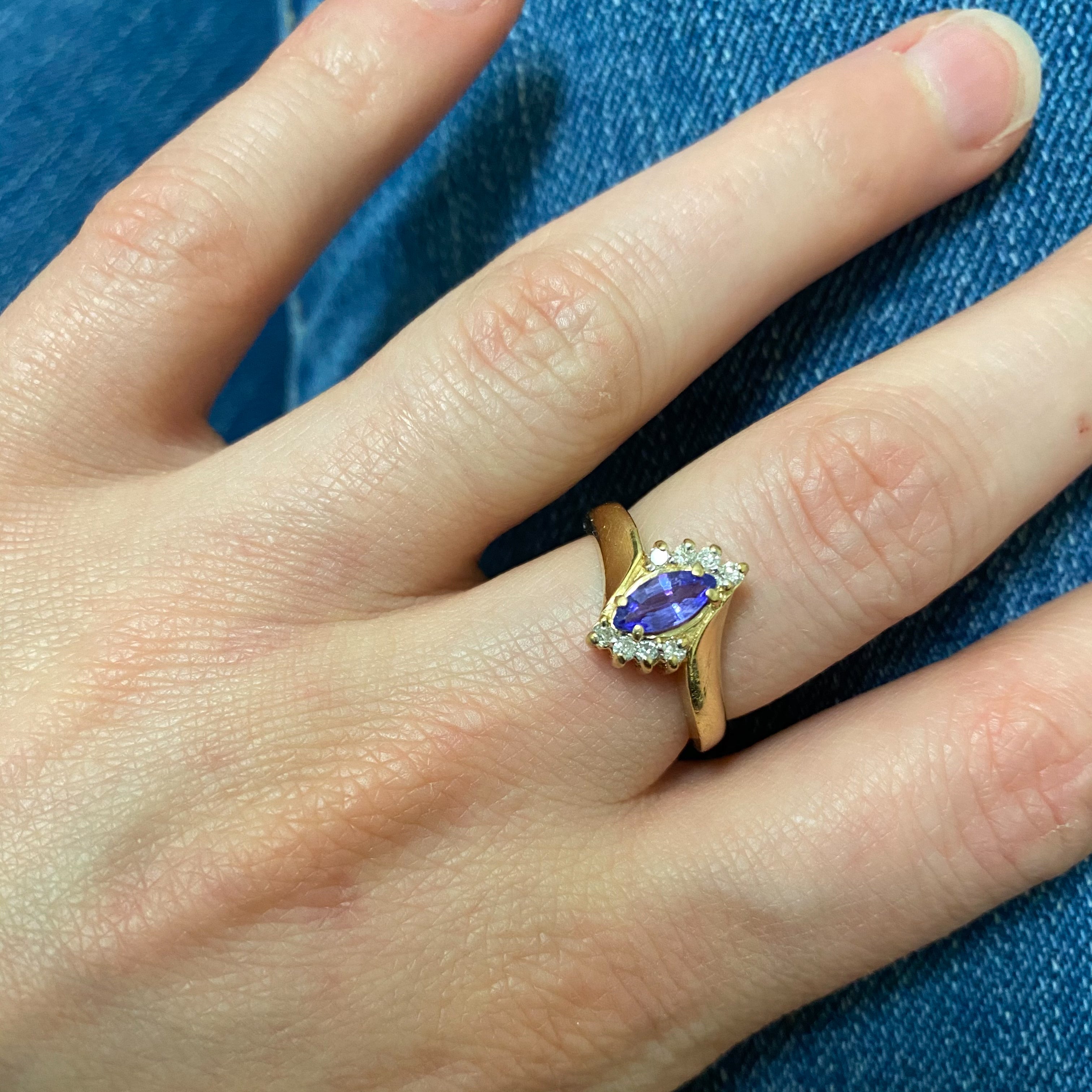 Bypass Diamond & Tanzanite Ring | 0.12ctw, 0.30ct | SZ 6.75 |