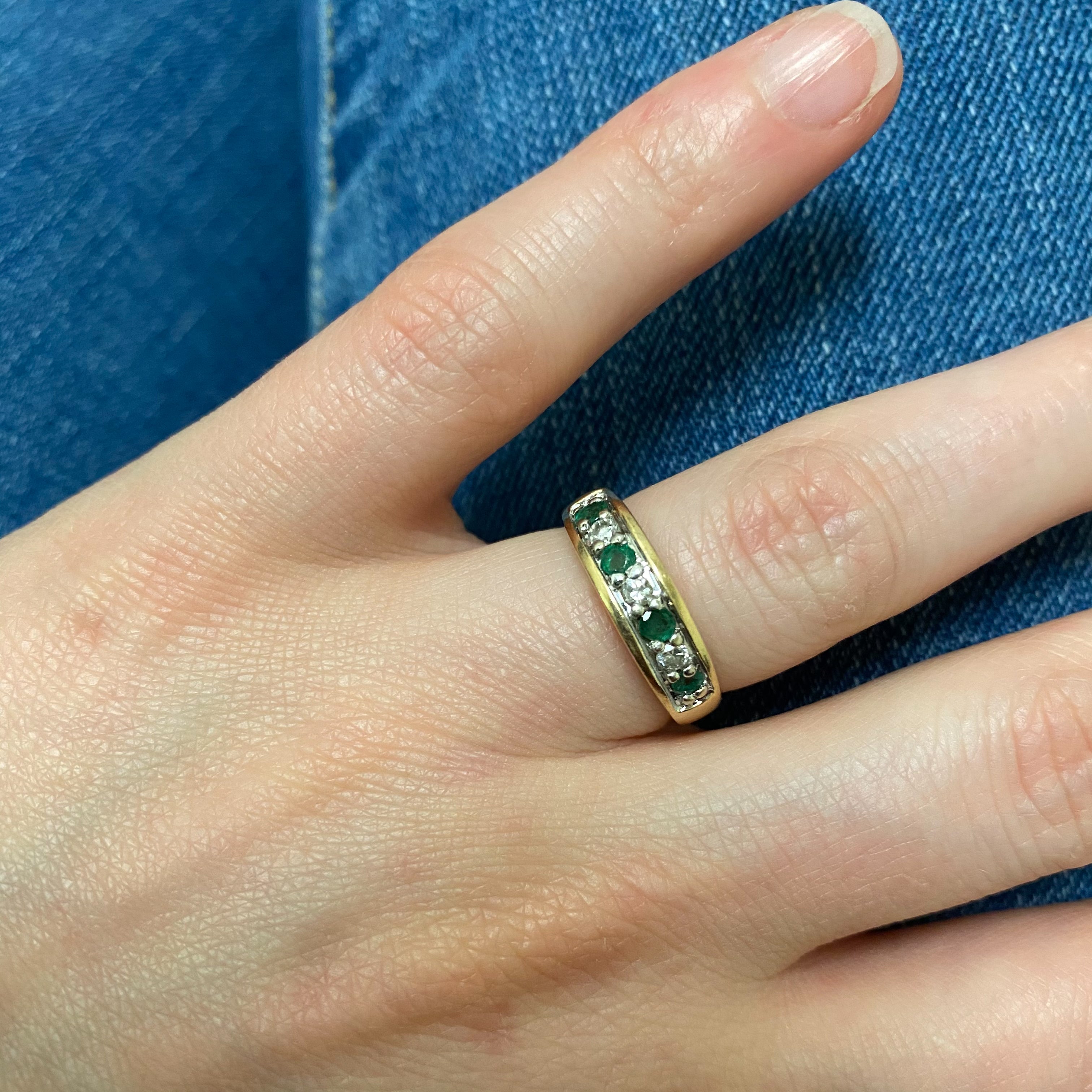 Alternating Diamond & Emerald Band | 0.09ctw, 0.15ctw | SZ 5.75 |