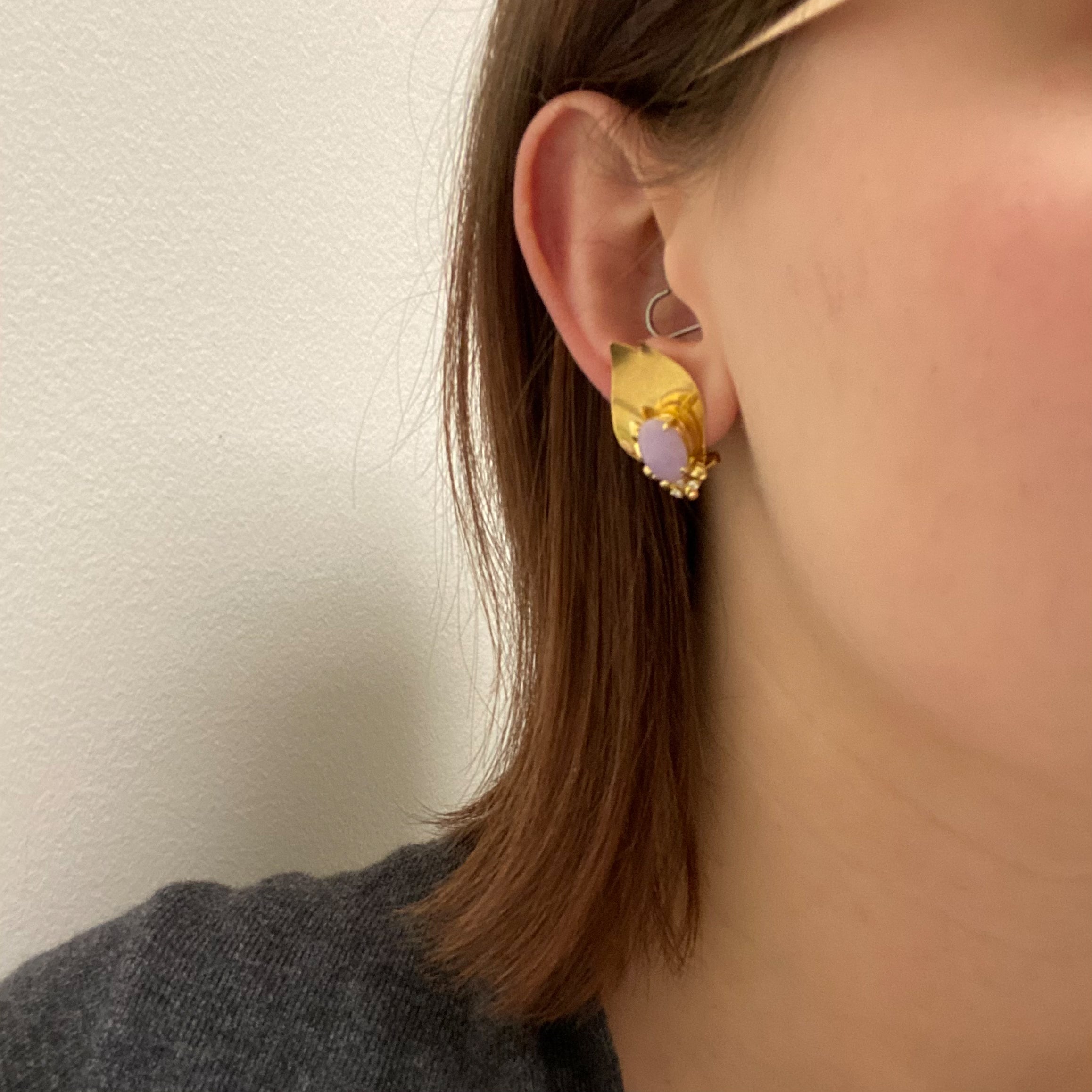Lavender Jade Clip On Earrings | 0.12ctw, 4.00ctw |