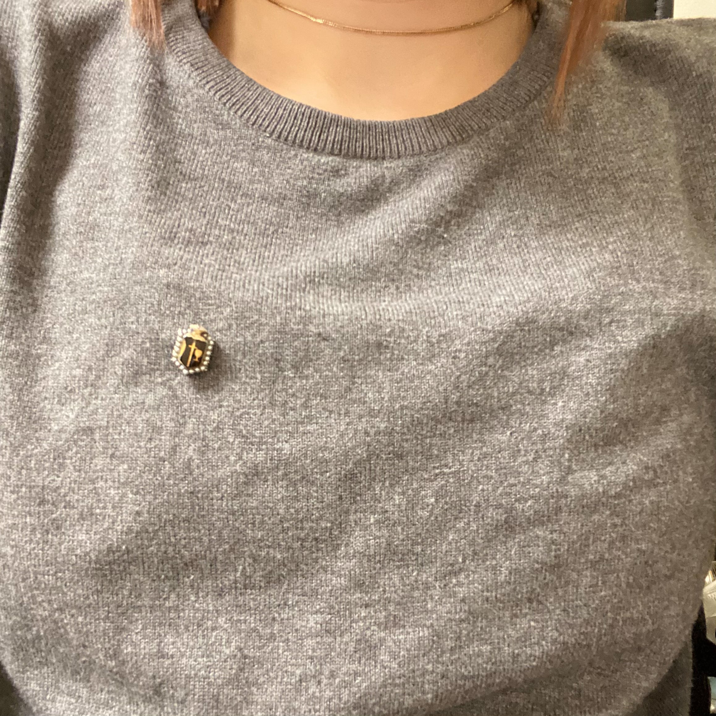 Broche en perle avec armoiries des années 1960 | 0,42 ct |