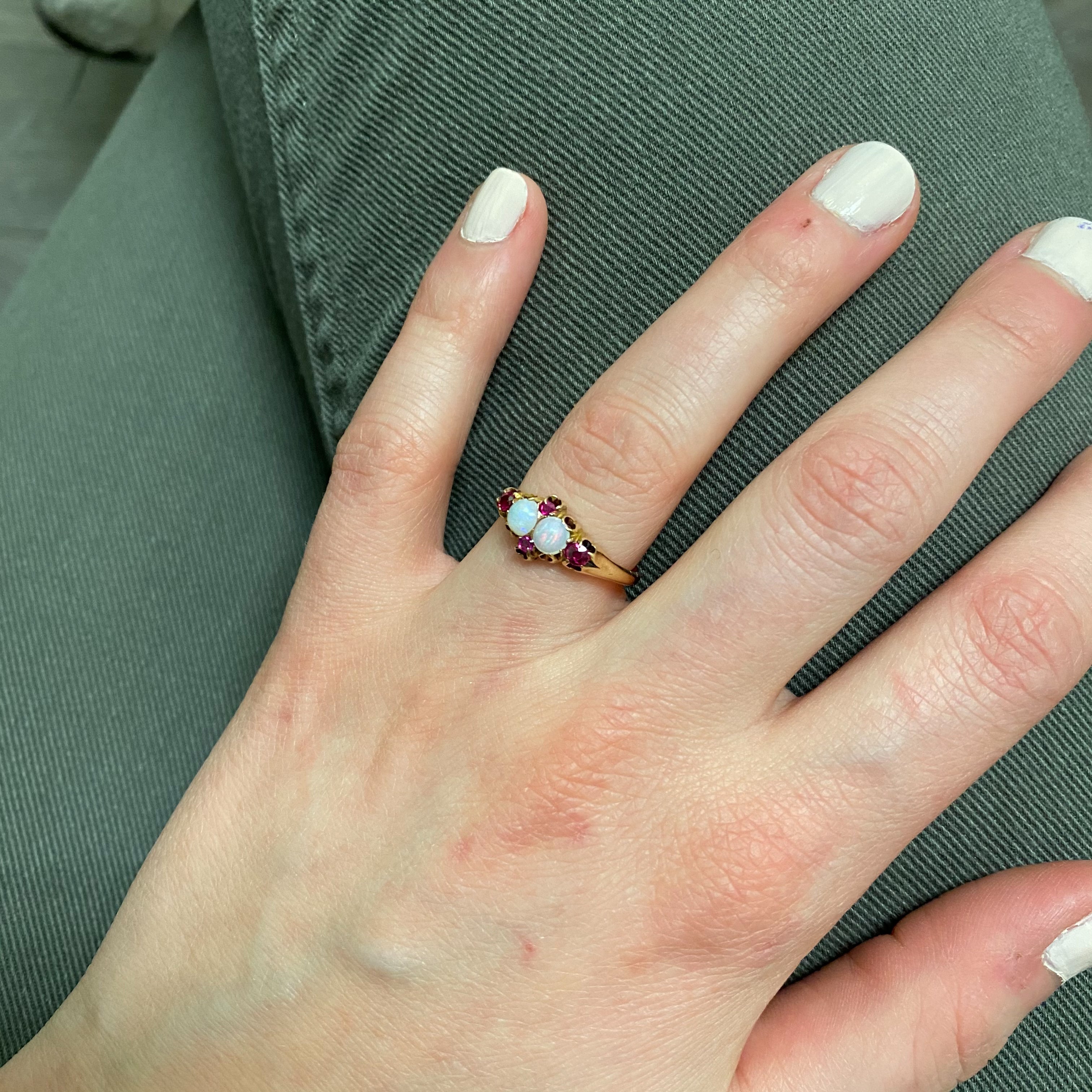 Victorian Opal & Ruby Ring | 0.36ctw, 0.18ct | SZ 6.75 |