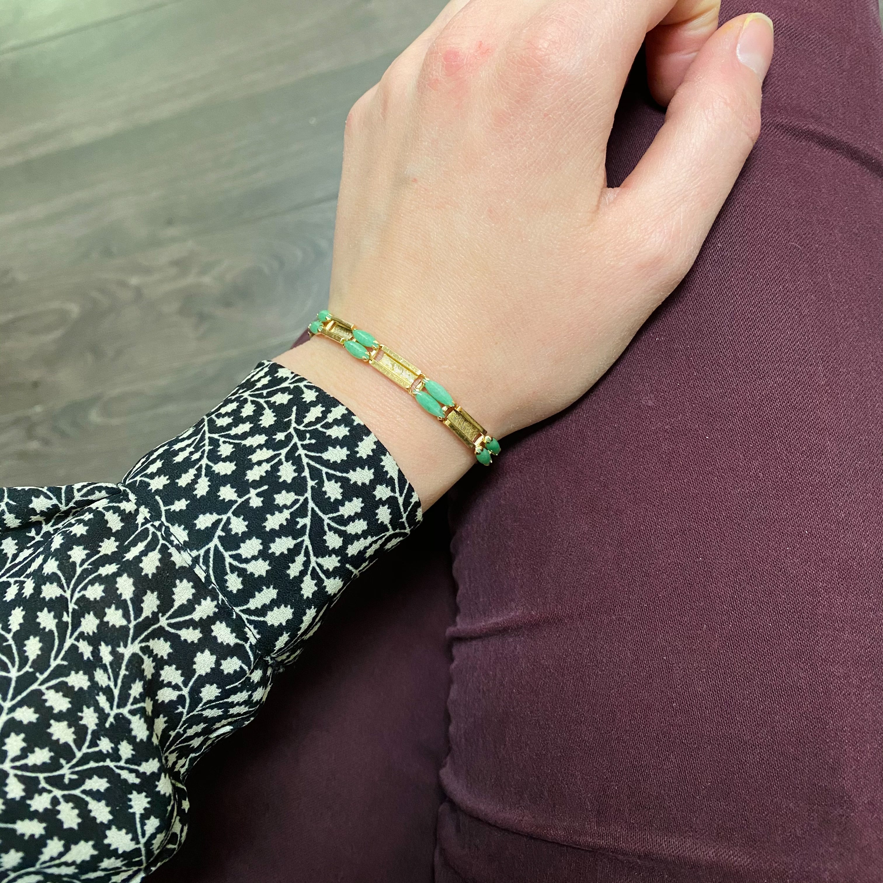 Marquise Cut Jade Bracelet | 4.00ctw | 7.5" |