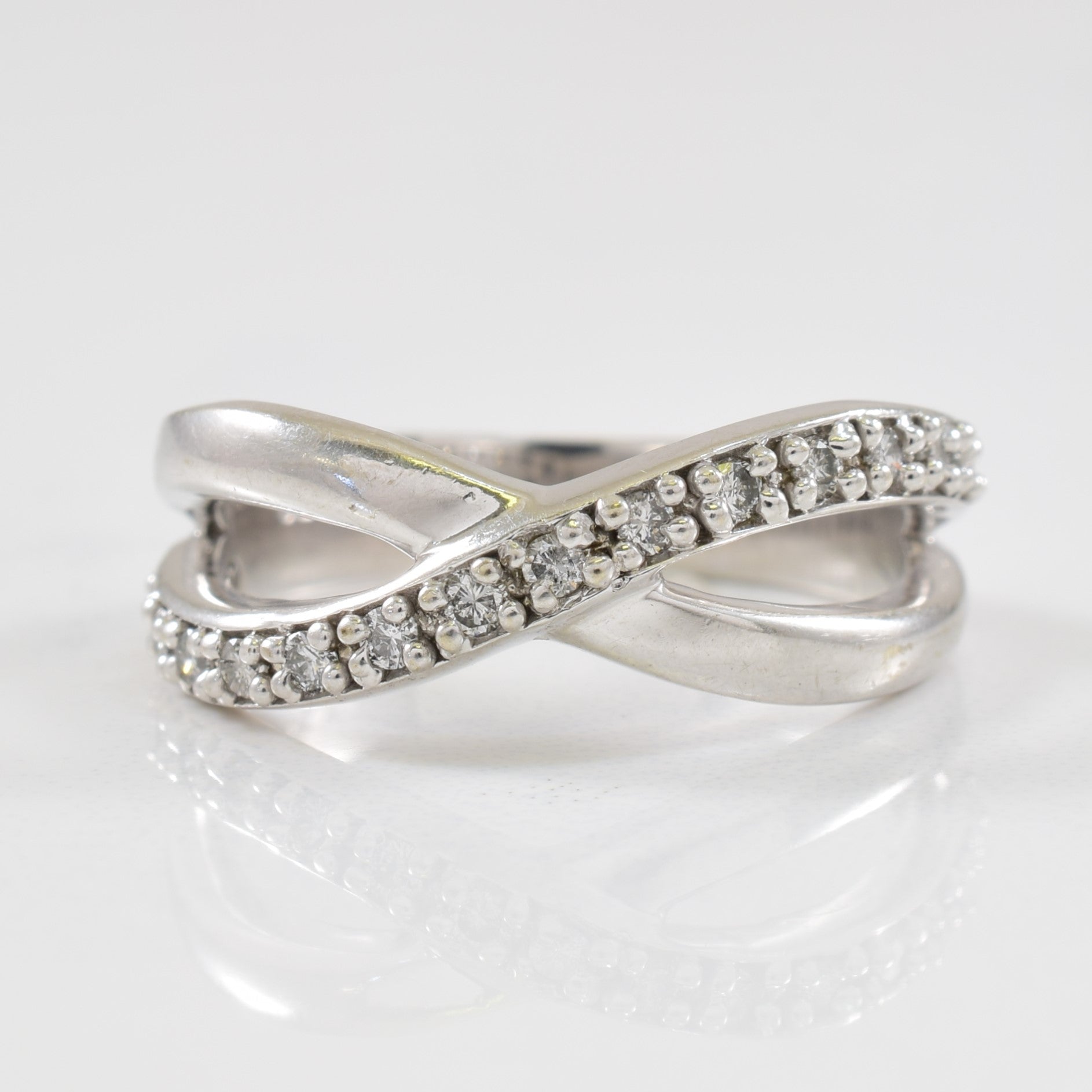 Diamond Crisscross Ring | 016ctw | SZ 6.5 |