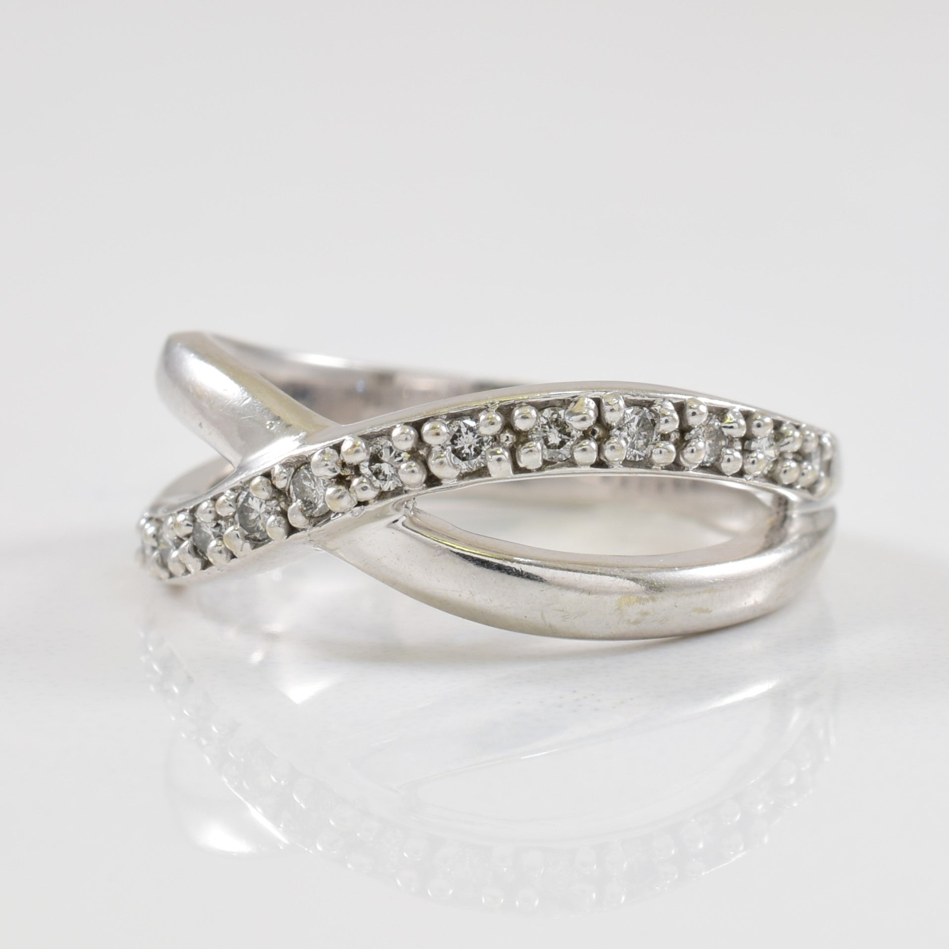 Diamond Crisscross Ring | 016ctw | SZ 6.5 |