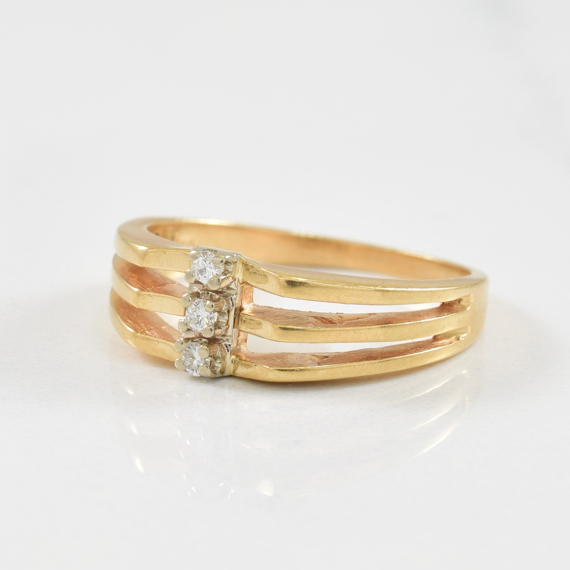 Vertical Three Stone Diamond Ring | 0.06ctw | SZ 5.75 |
