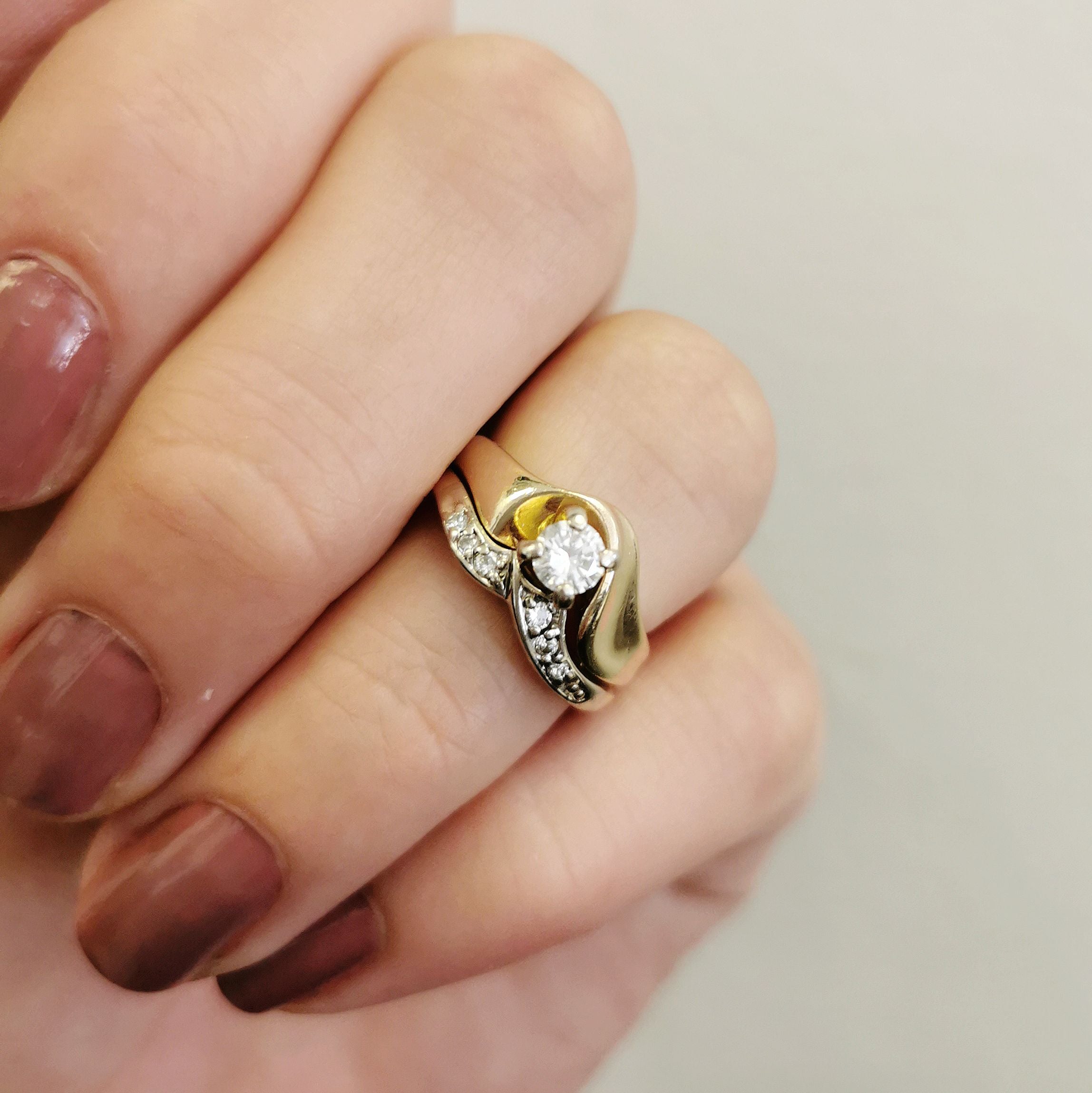 Bypass Wave Diamond Wedding Set | 0.33ctw | SZ 4.75 |