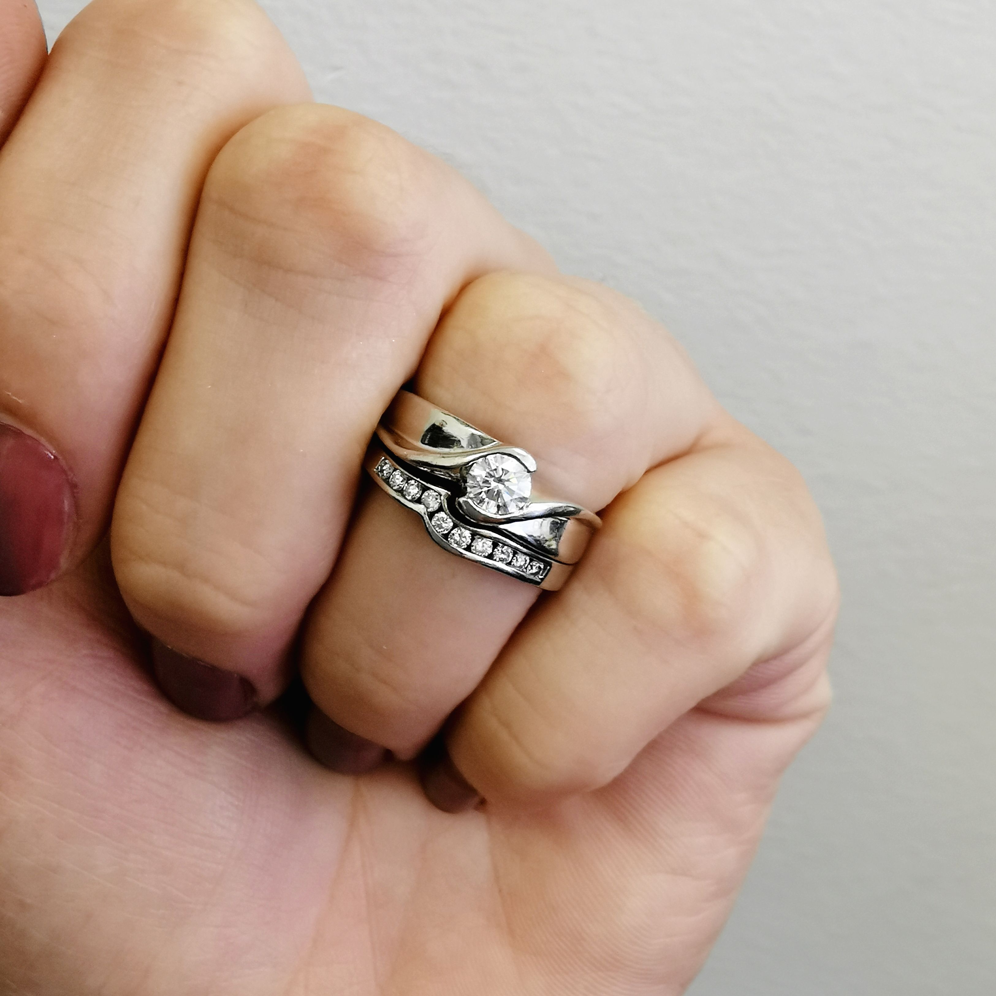 Solitaire Diamond Bypass Wedding Set | 0.47ctw | SZ 5.75 |
