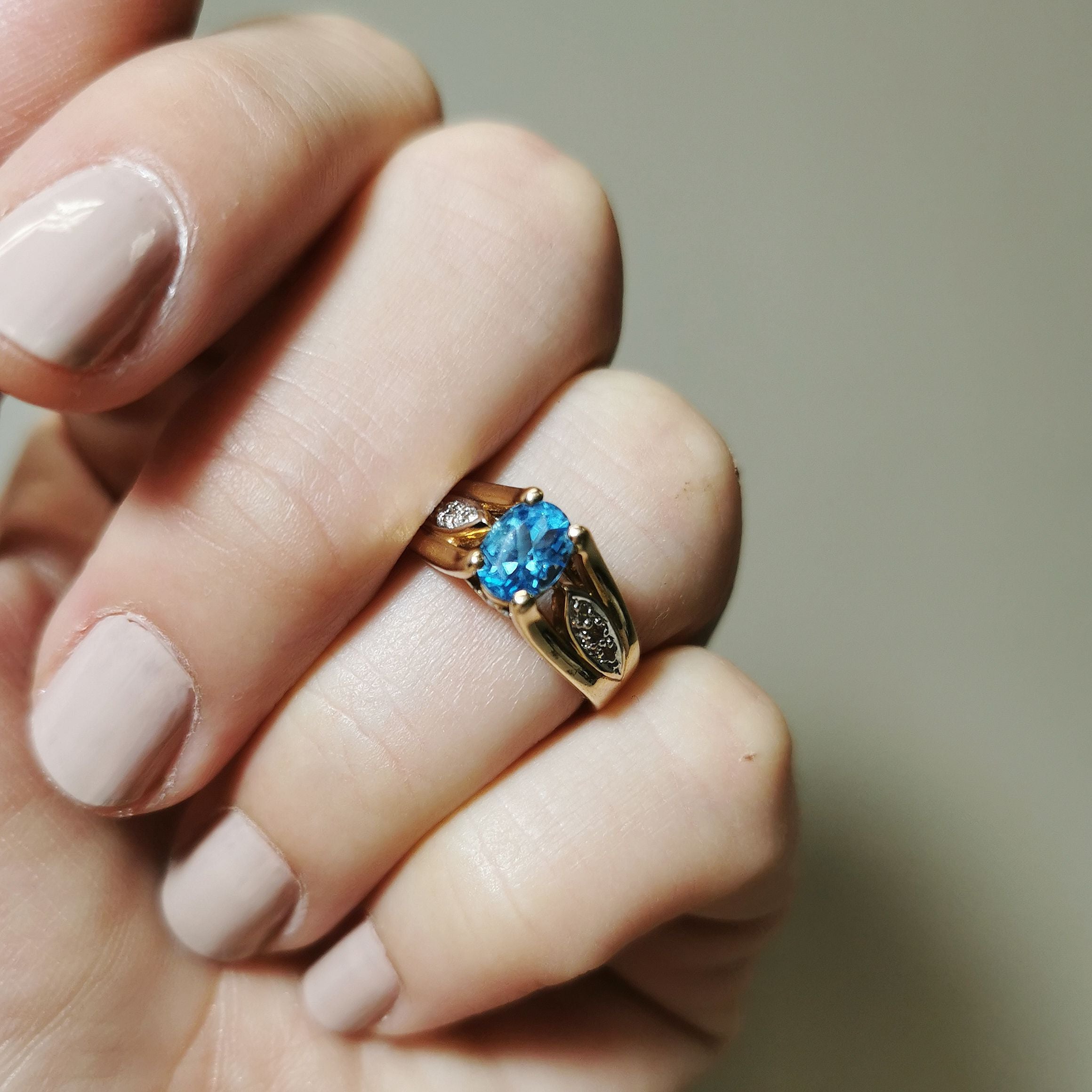 Blue Topaz & Diamond Accent Ring | 0.12ctw, 0.90ct | SZ 6 |