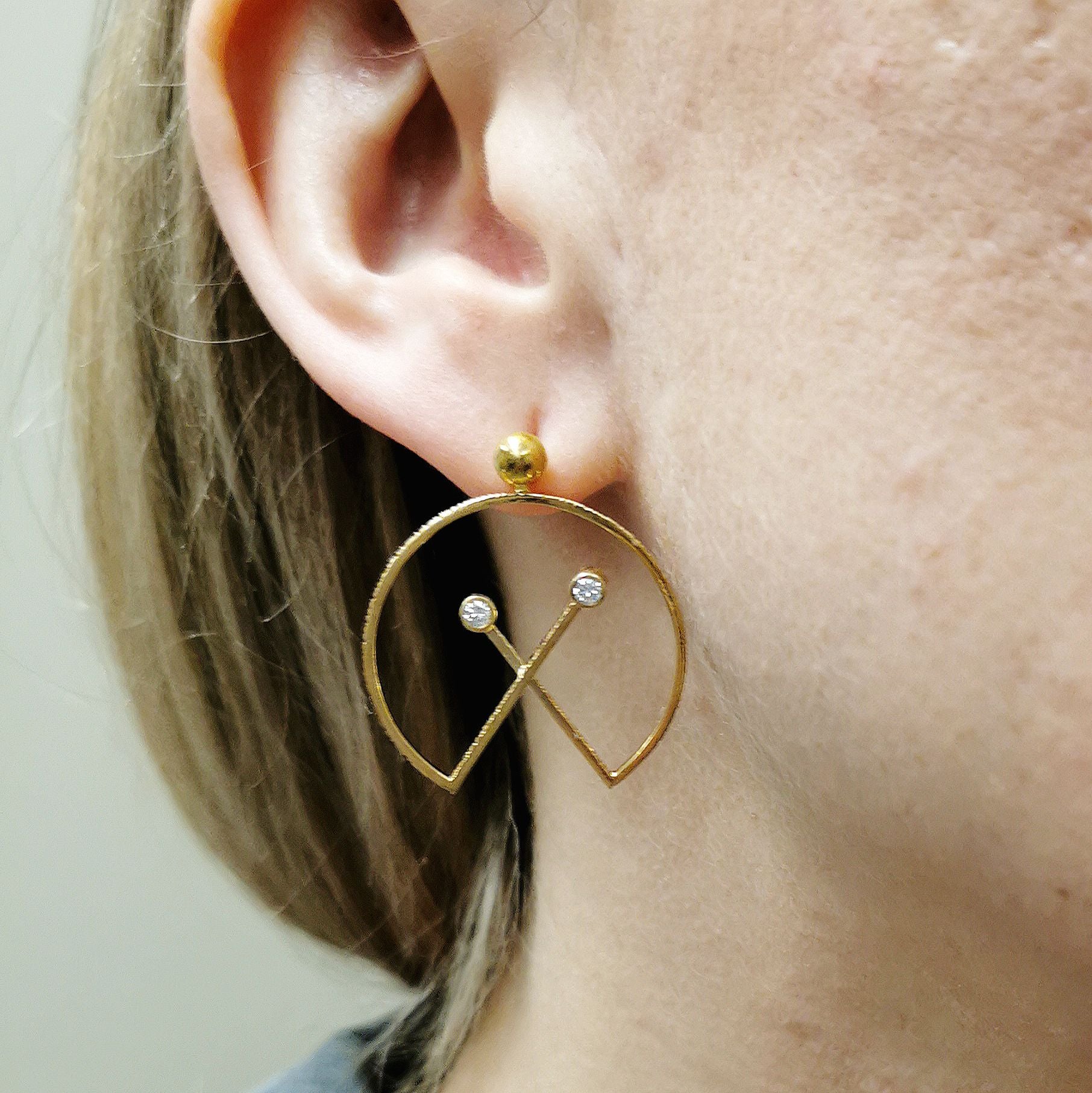 Crossed Circle Drop Stud Earrings | 0.16ctw |