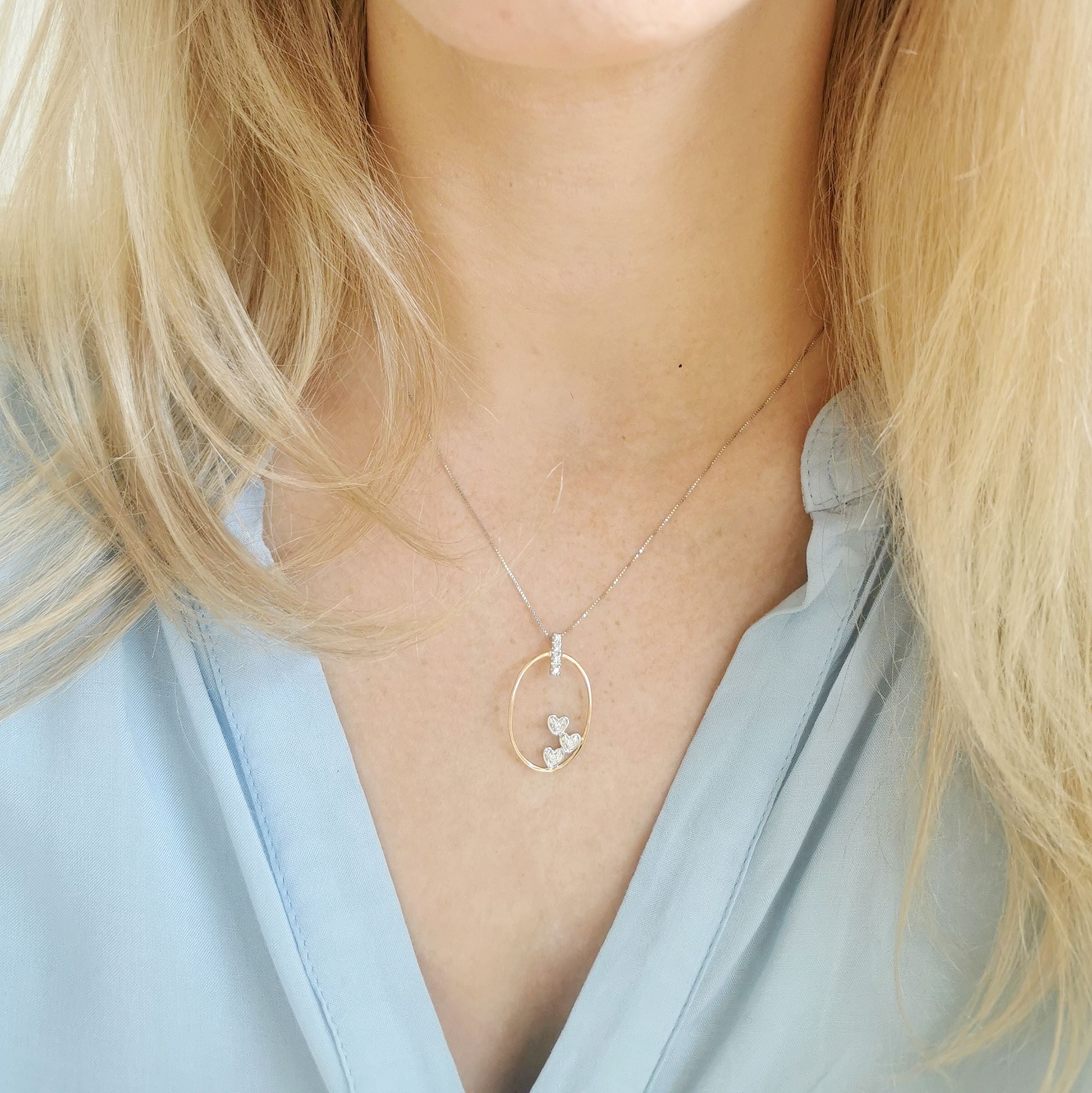 Giordano Zanon' Oval Diamond Heart Necklace | 0.07ctw | 16" |