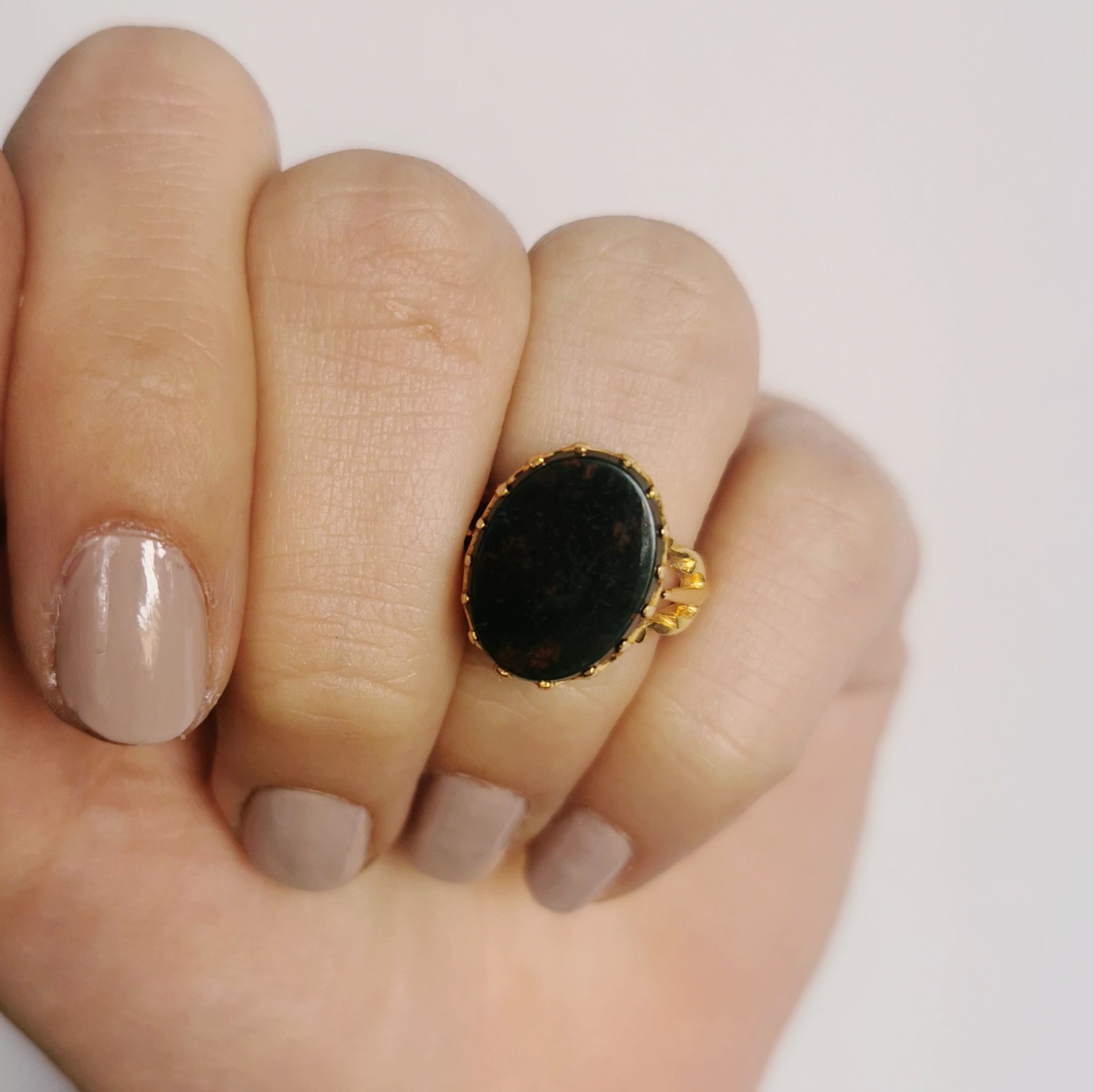 Victorian Bloodstone Cocktail Ring | 4.00 ct | SZ 4.5 |
