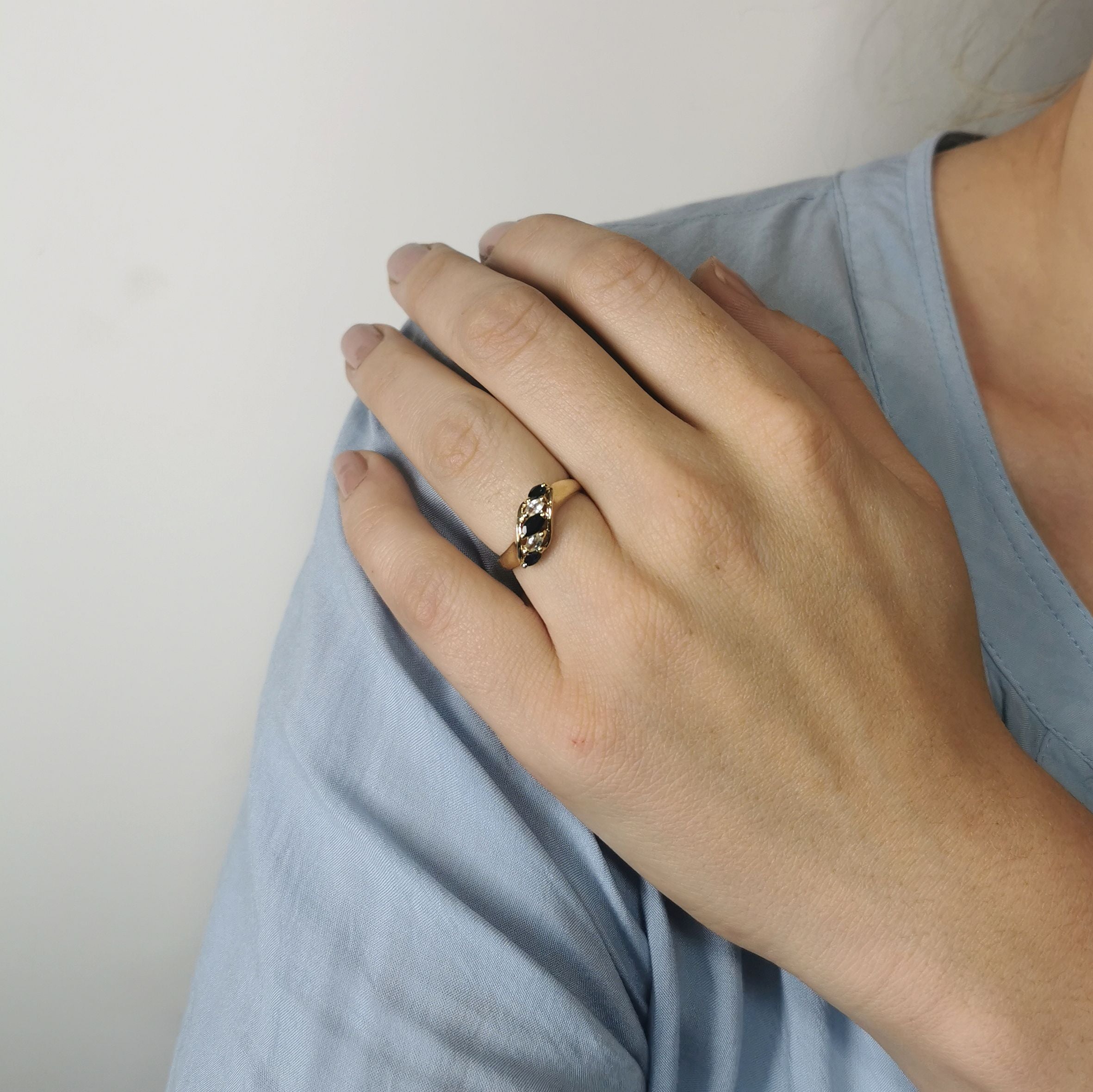 Blue & White Sapphire Ring | 0.35ctw | SZ 6.5 |