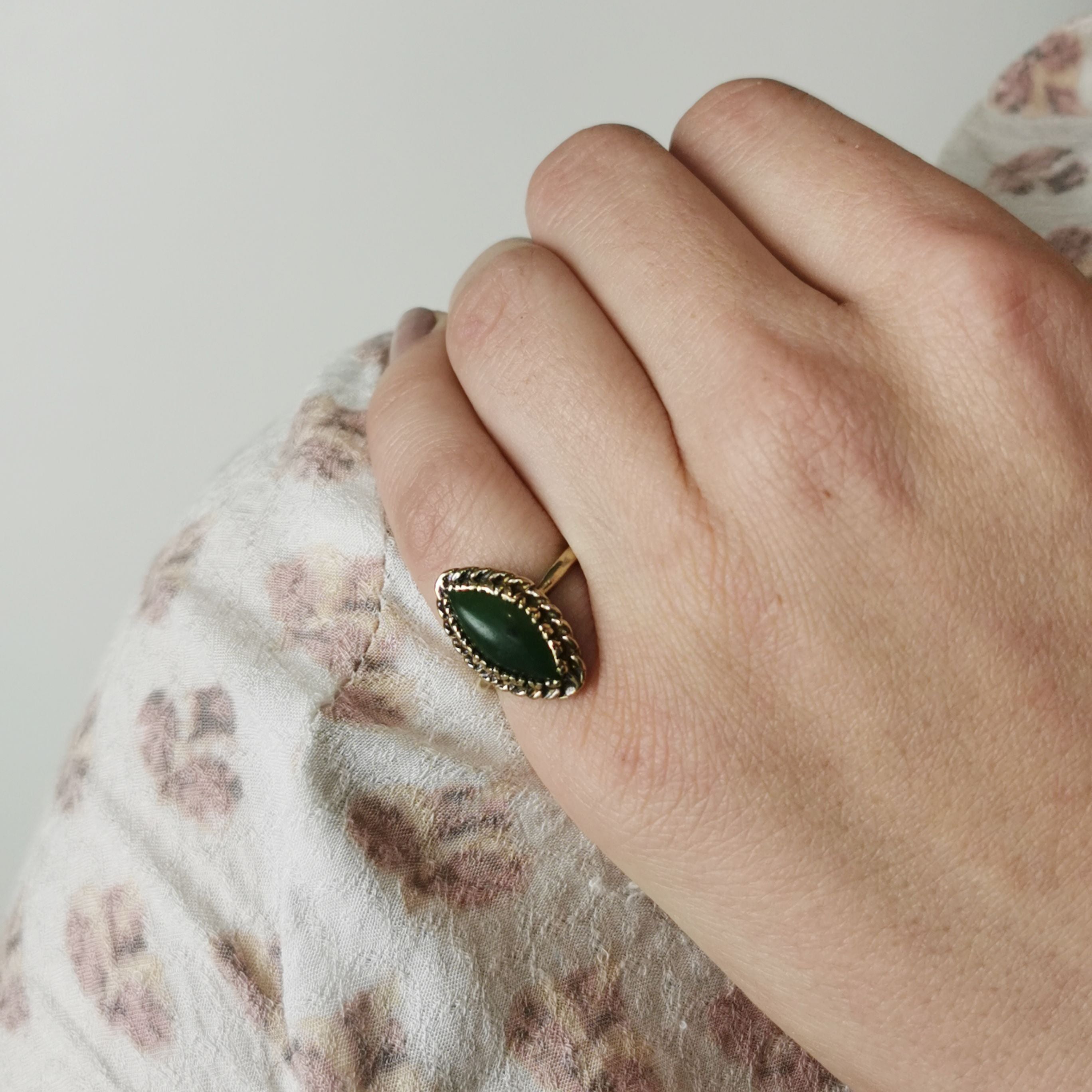 Bague cocktail en jade néphrite | 1,90 ct | Taille 5,75 |