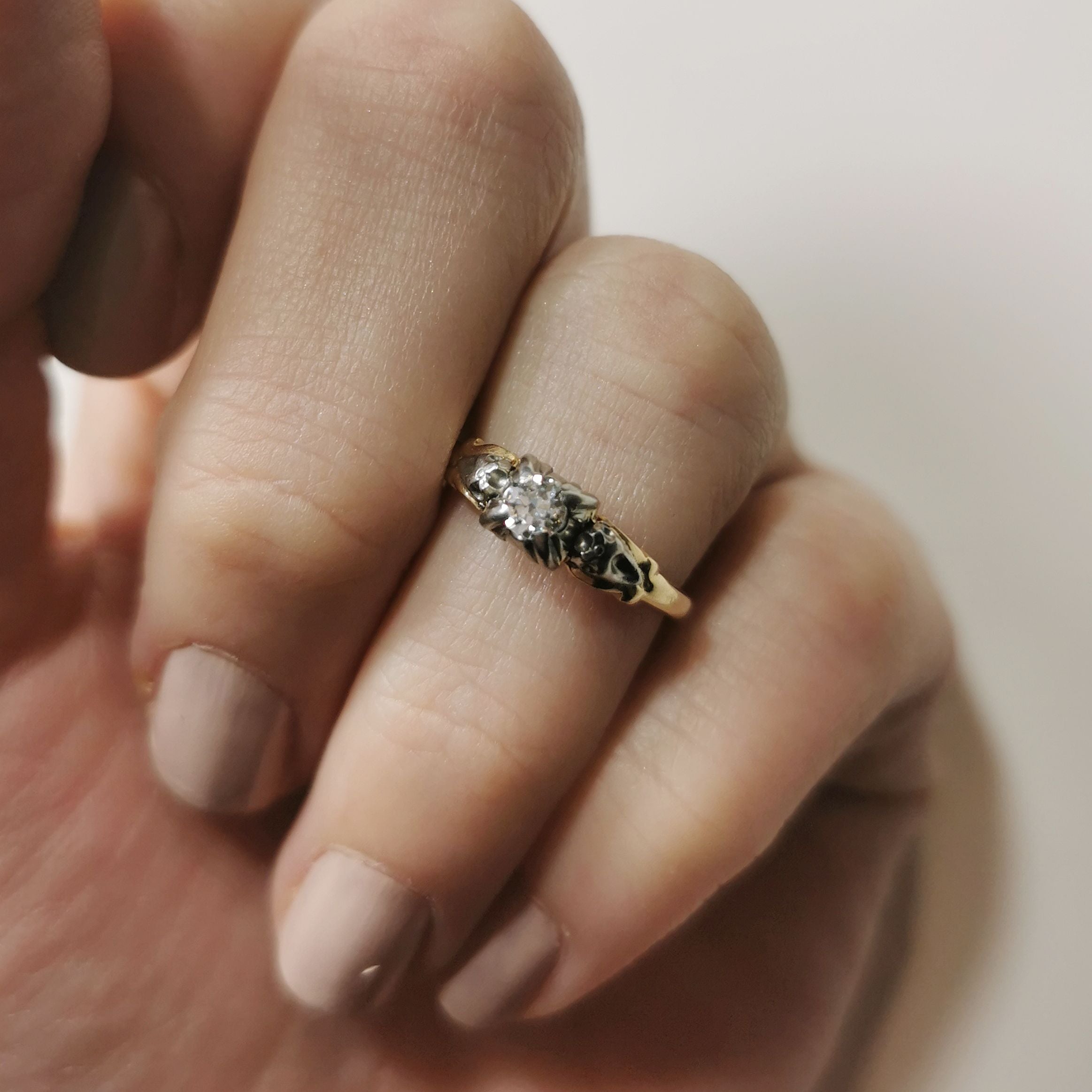 Diamond cut european vintage engagement ring, antique engagement ring for sale in Canada