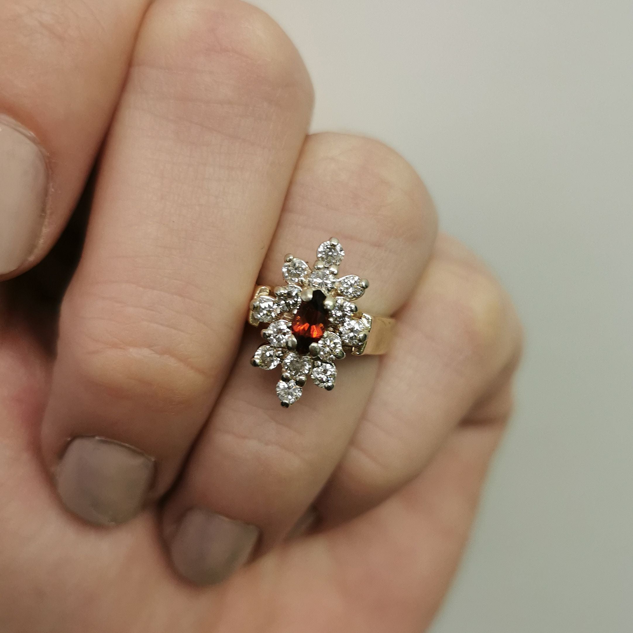 Garnet & Diamond Cluster Ring | 0.63ctw, 0.18ct | SZ 5 |