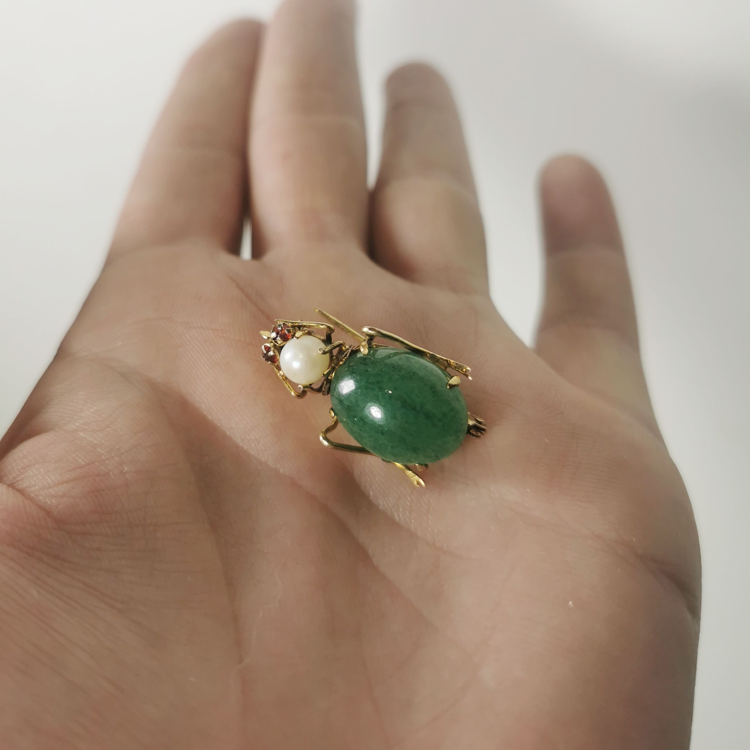 Aventurine Beetle Brooch | 8.70ctw |