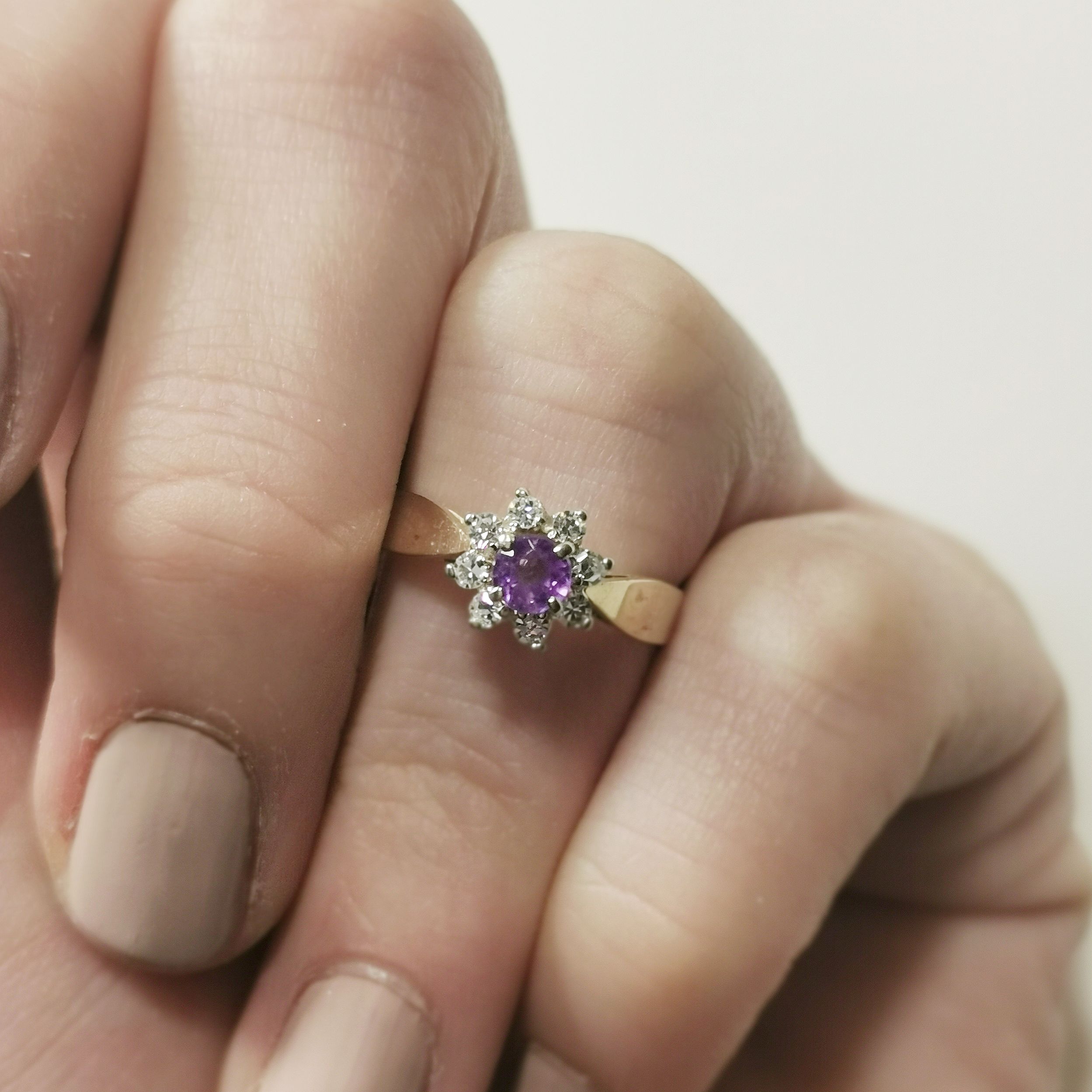 Amethyst & Diamond Halo Ring | 0.16ctw, 0.25ct | SZ 5.5 |