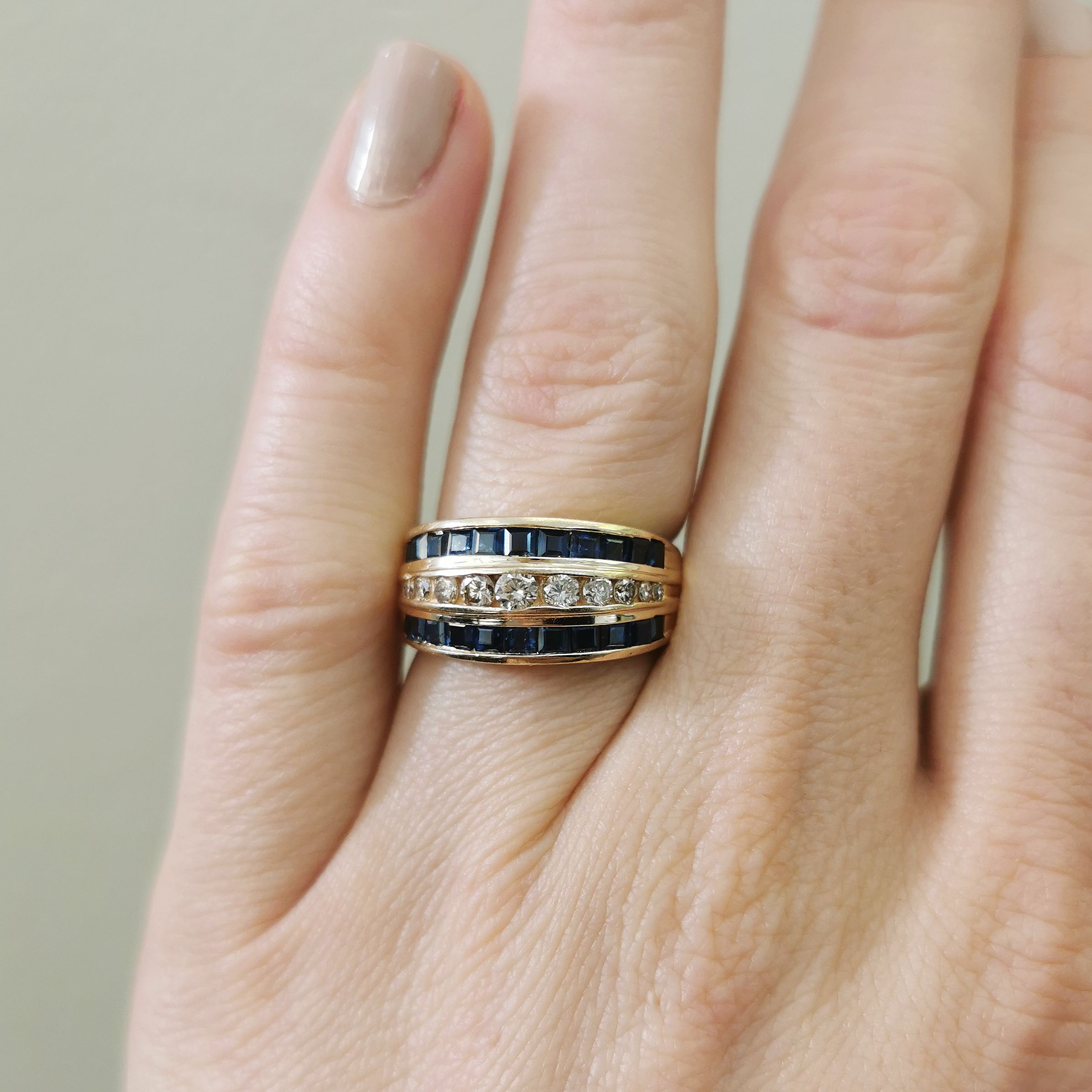 Sparkling Sapphire & Diamond Band | 0.50ctw, 1.00ctw | SZ 6.25 |