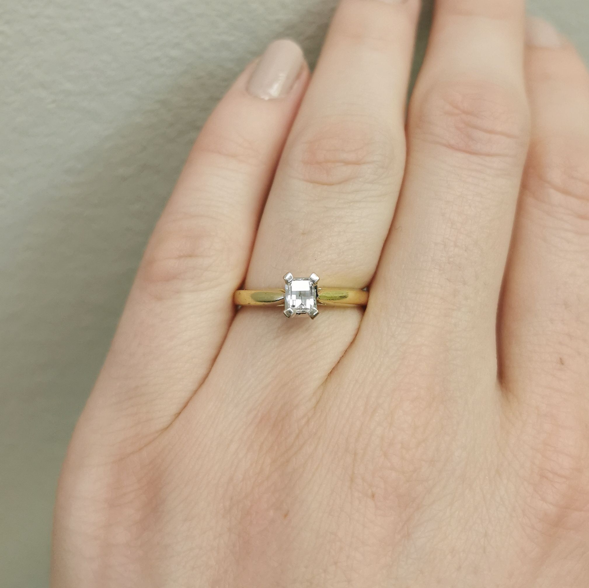Checkerboard Step Cut Diamond Engagement Ring | 0.35ct | SZ 6 |