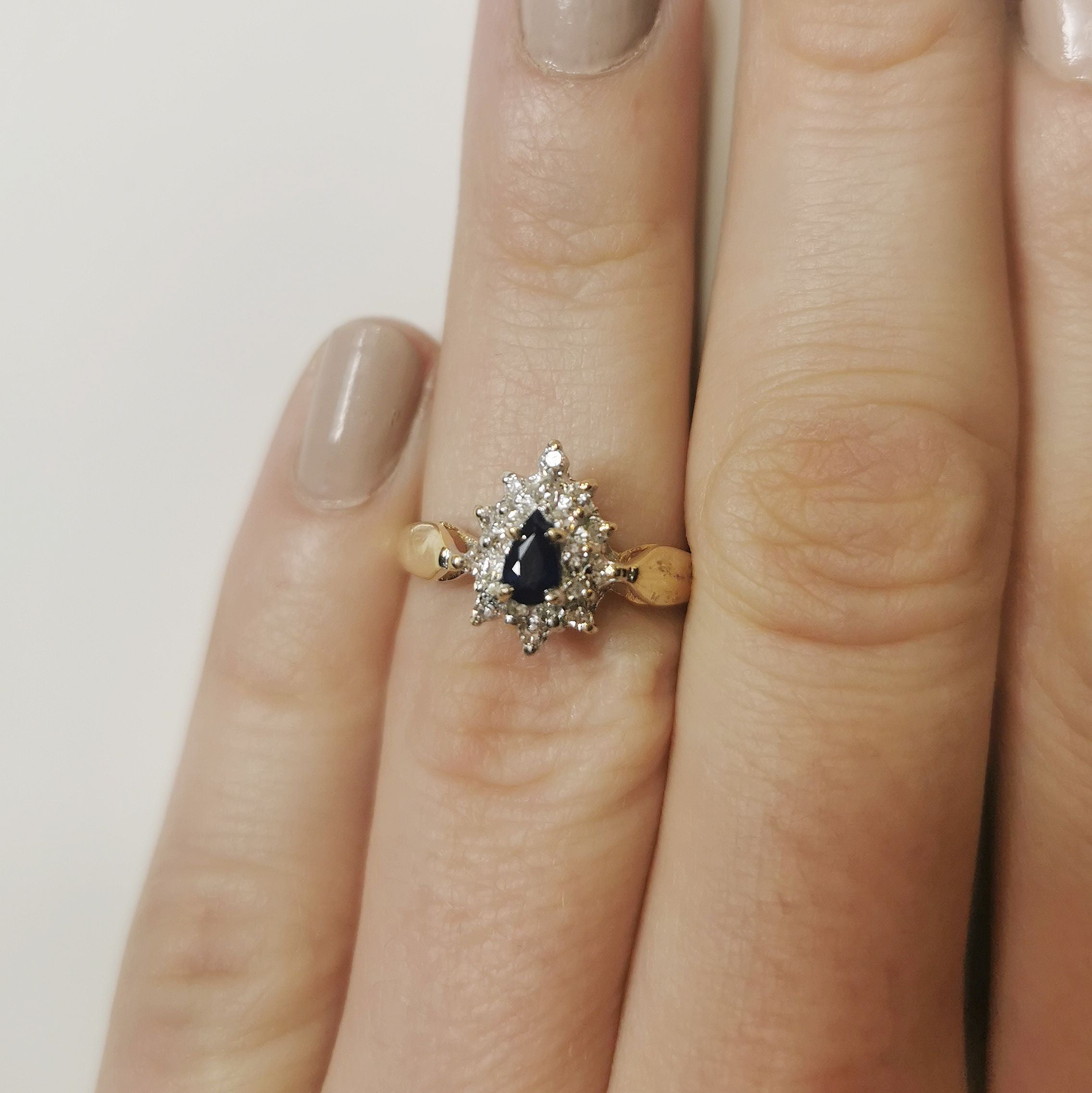 Pear Cut Sapphire & Diamond Halo Ring | 0.20ctw, 0.20ct | SZ 6 |