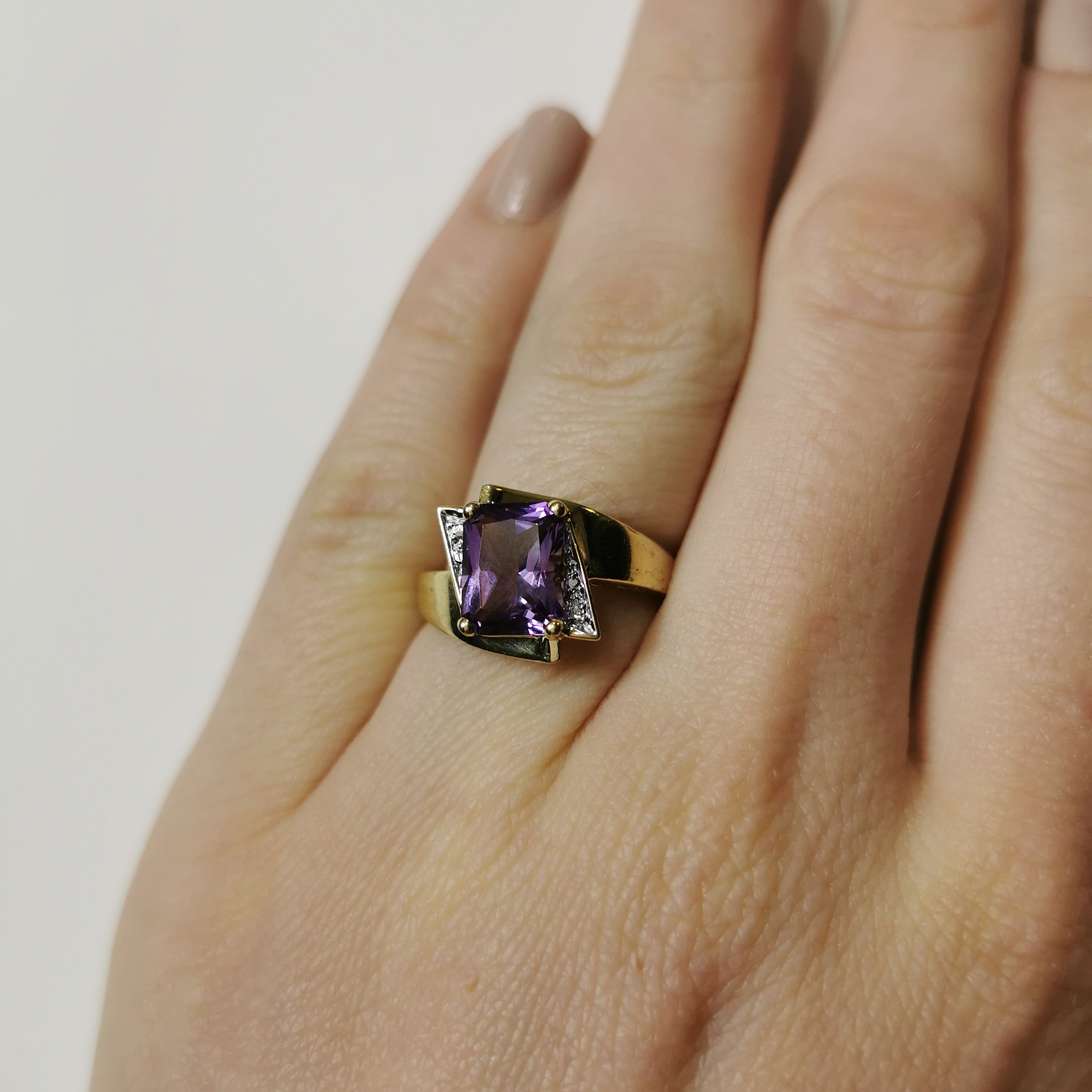 Angular Lab Created Purple Sapphire Ring | 2.60 ct | SZ 6.5 |