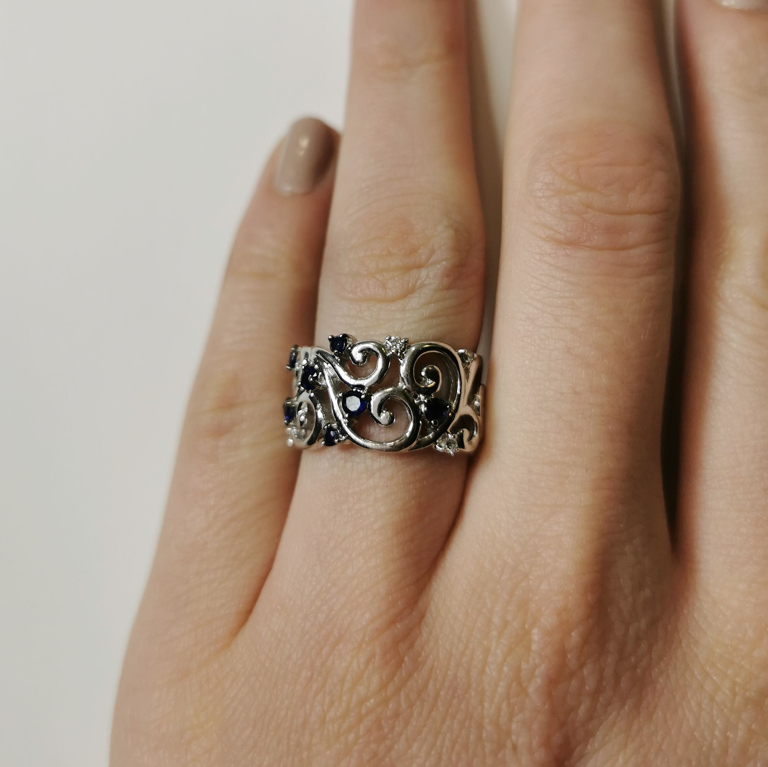 Effy' Blue Sapphire Vine Ring | 0.08ctw, 0.50ctw | SZ 7.5 |