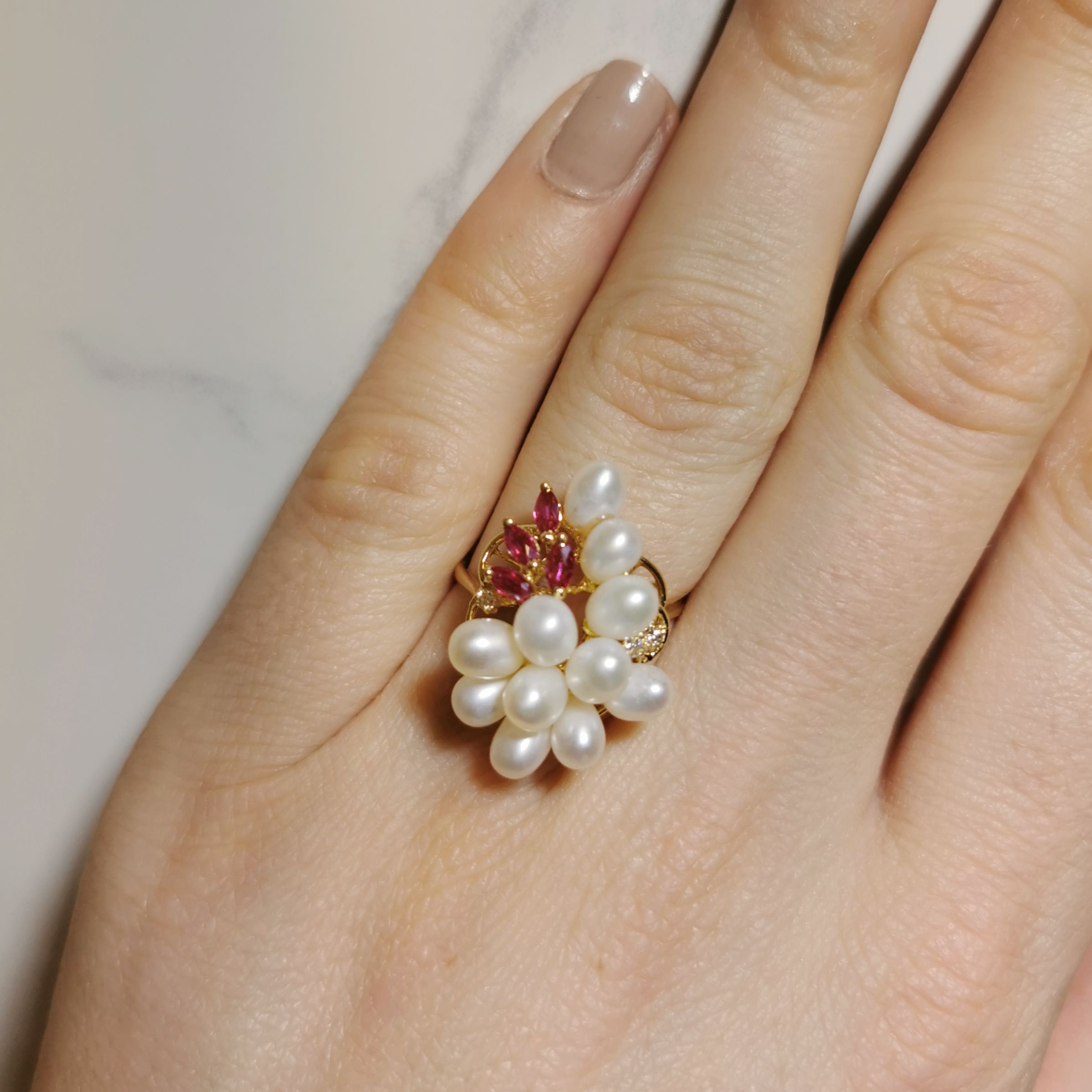 Vibrant Pearl Cocktail Ring | 0.03ctw, 0.28ctw, 7.50ctw | SZ 7.5 |
