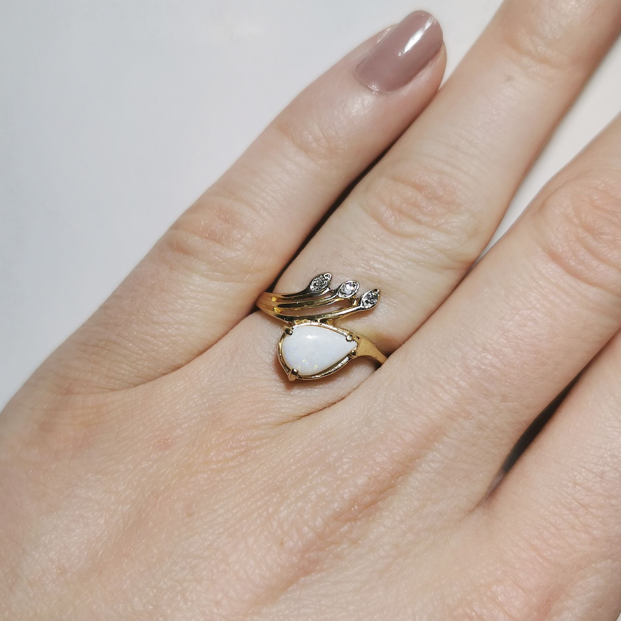 Opal & Diamond Bypass Ring | 0.03ctw, 0.60ct | SZ 6.25 |