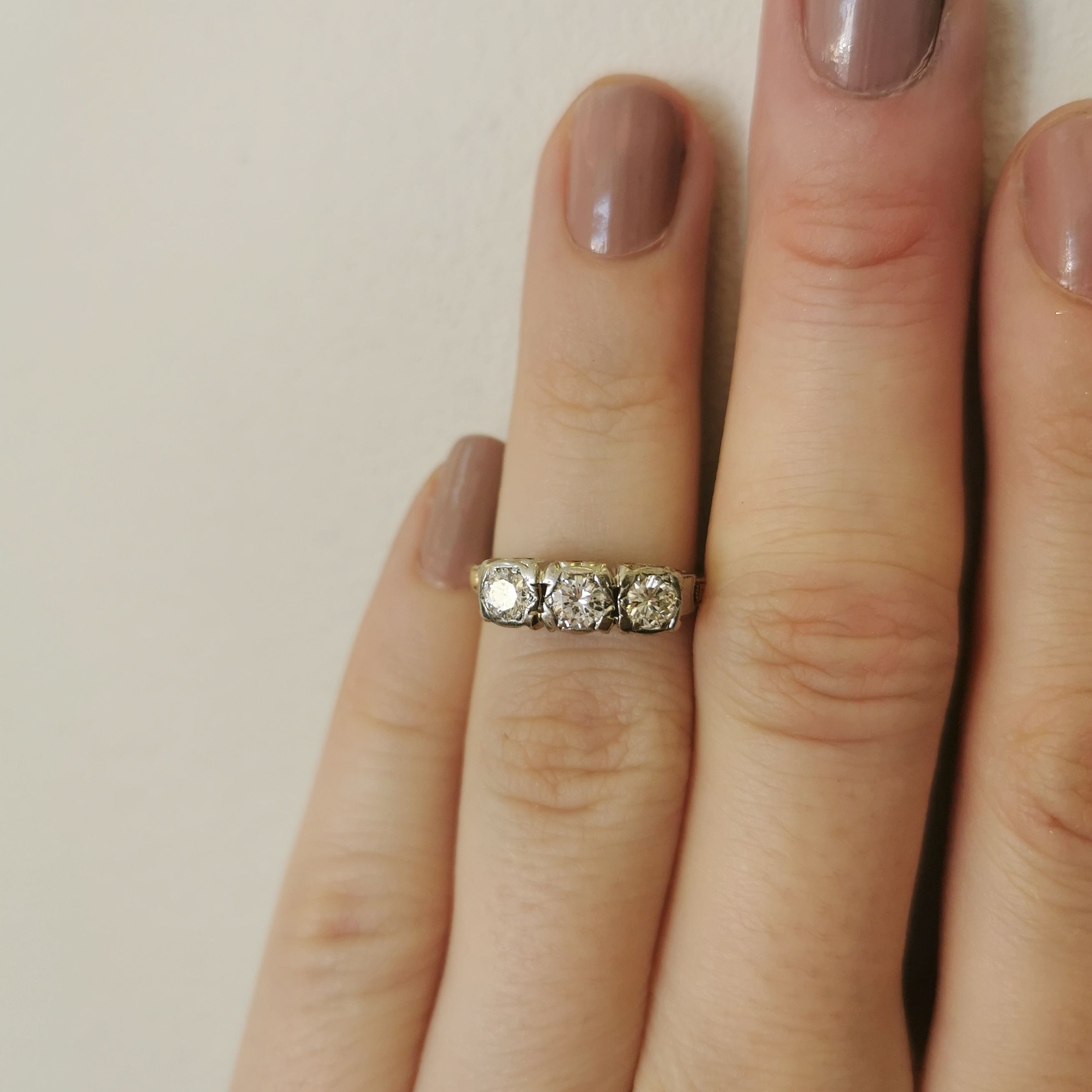 Vintage Illusion Set Three Stone Diamond Engagement Ring | 0.51 ctw | SZ 5 |