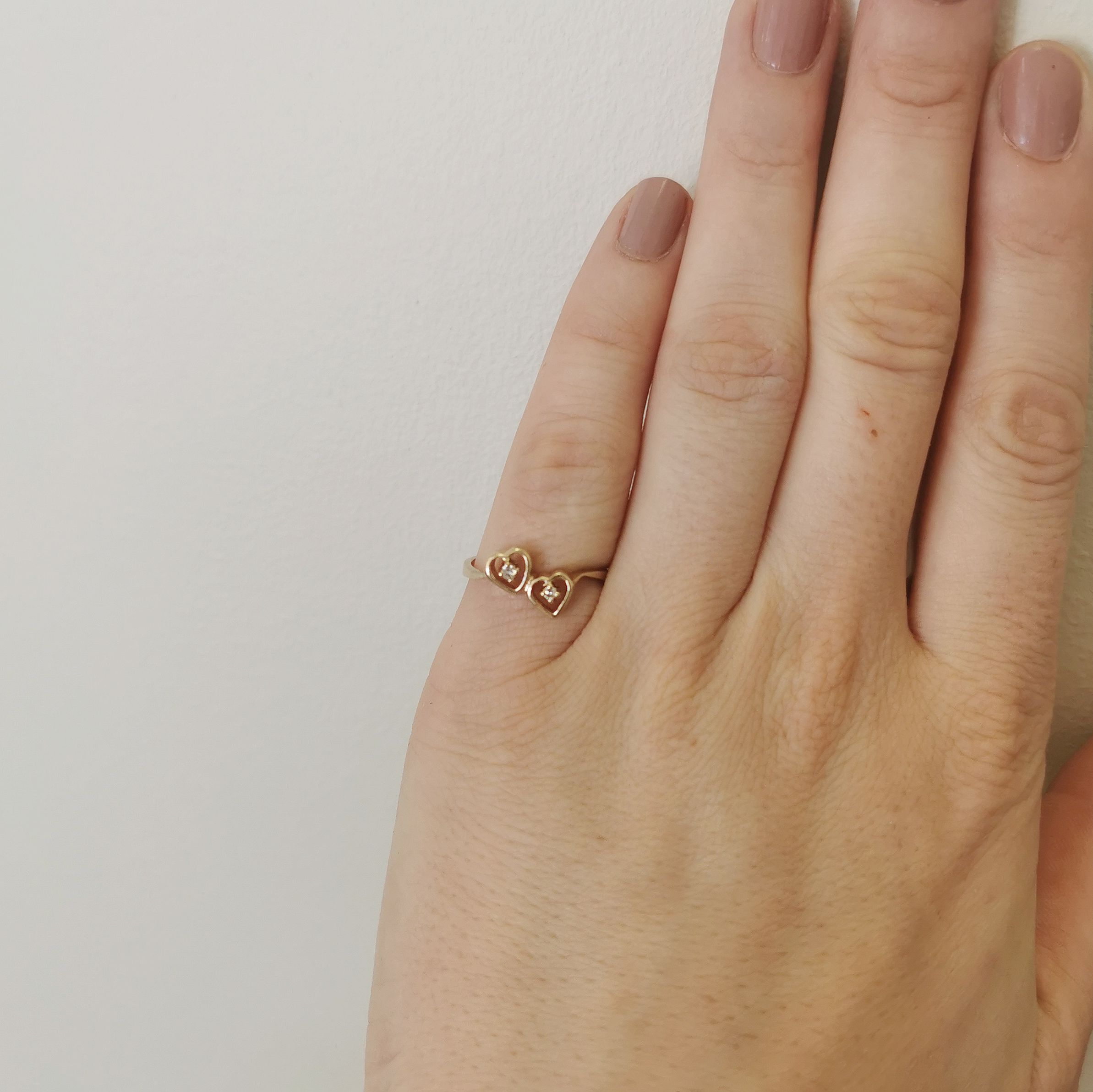 Double Heart Diamond Ring | 0.04ctw | SZ 6 |