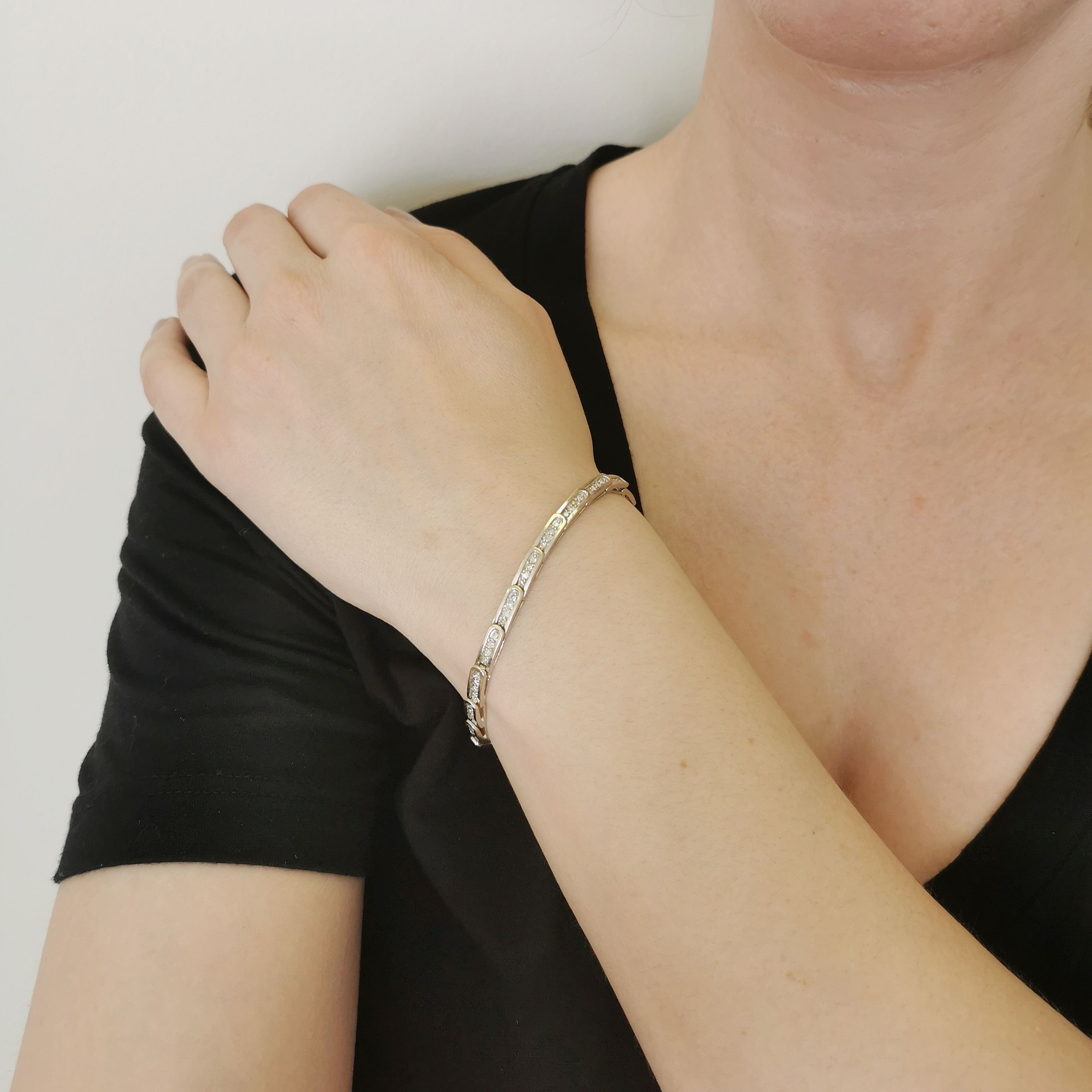 Diamond Semi Oval Link Tennis Bracelet | 0.80ctw | 7" |