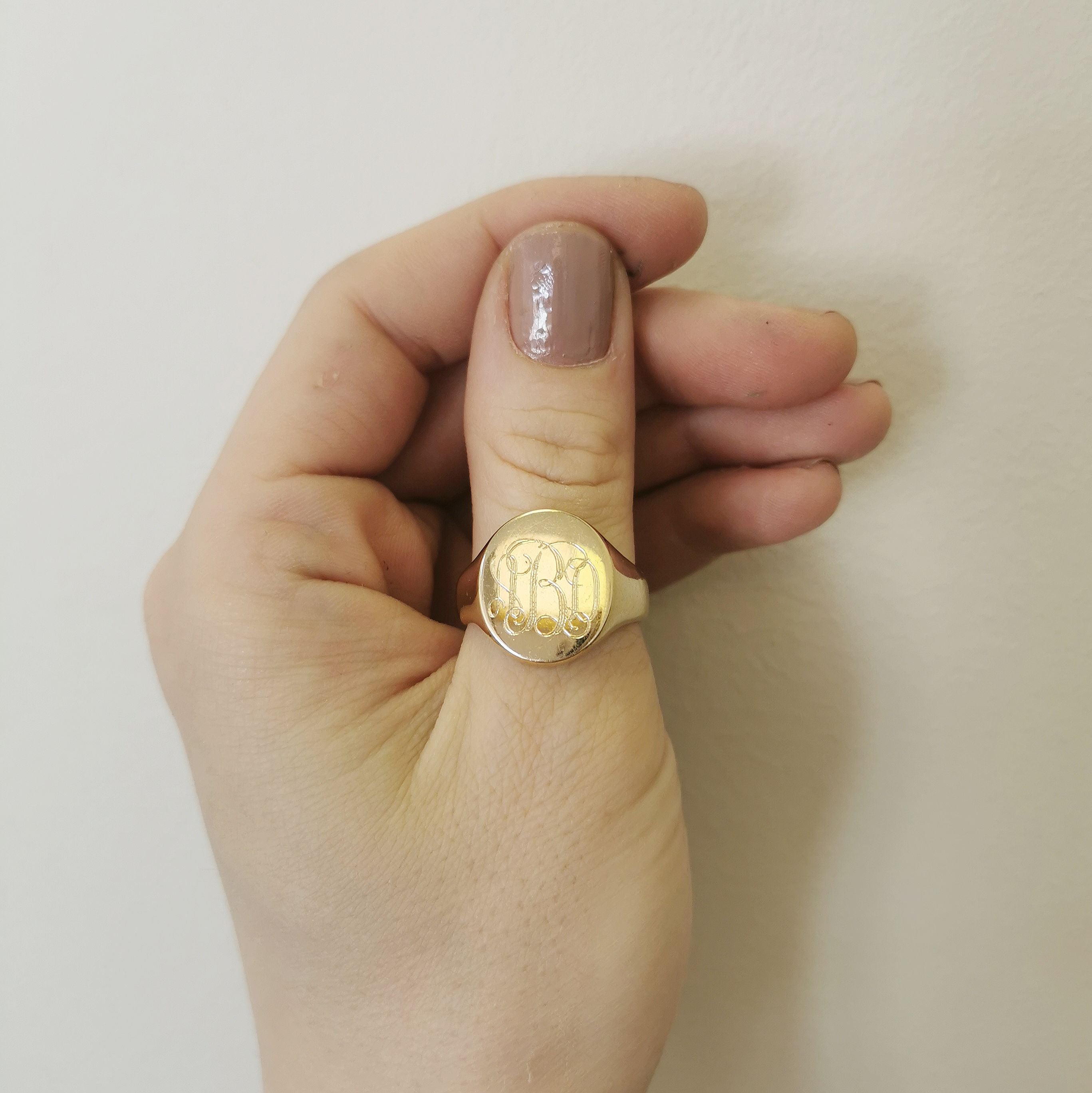 Engraved 'ABD' Signet Ring | SZ 10.5 |