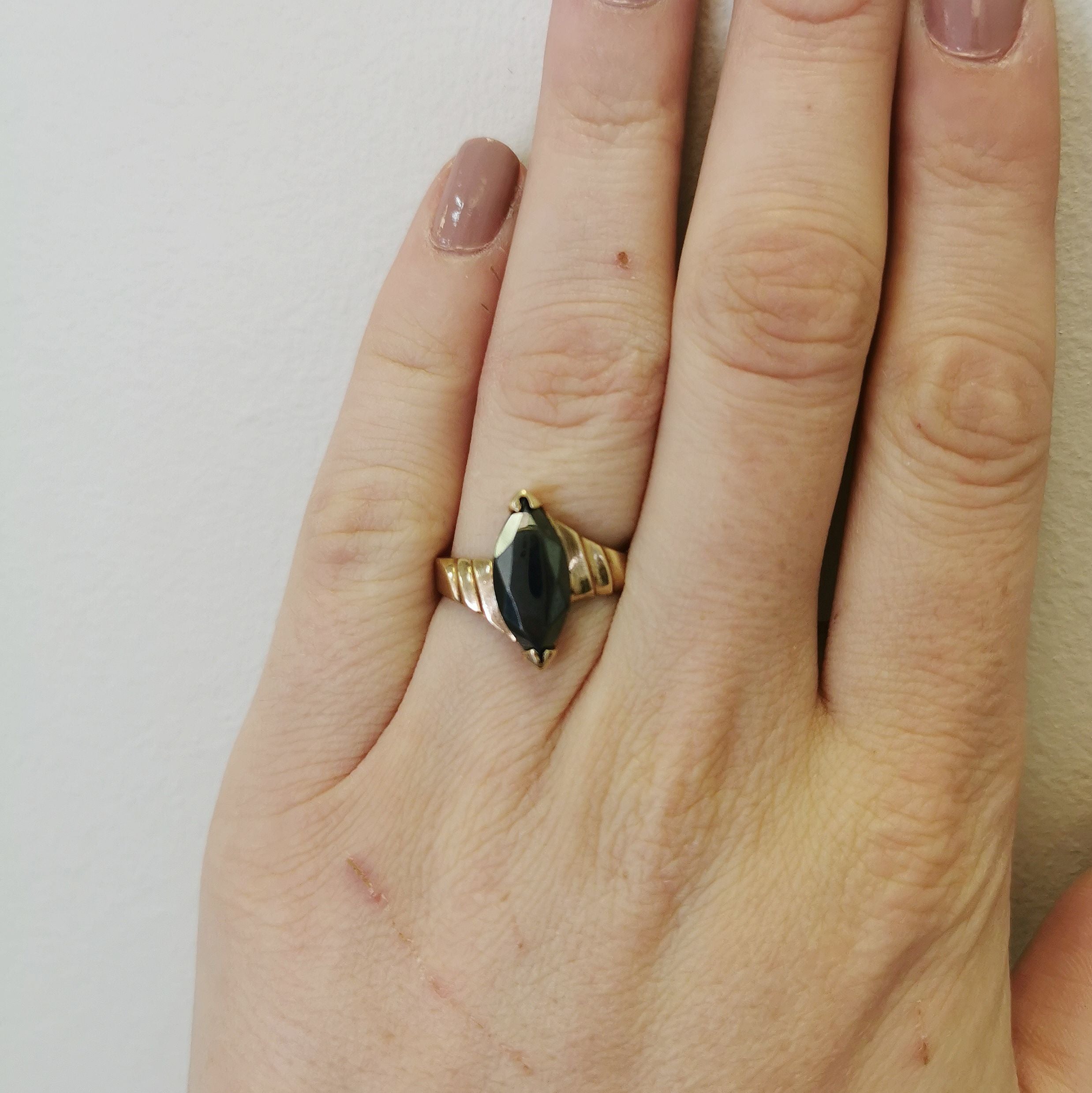Hematite Bypass Navette Ring | 3.50ct | SZ 7.25 |