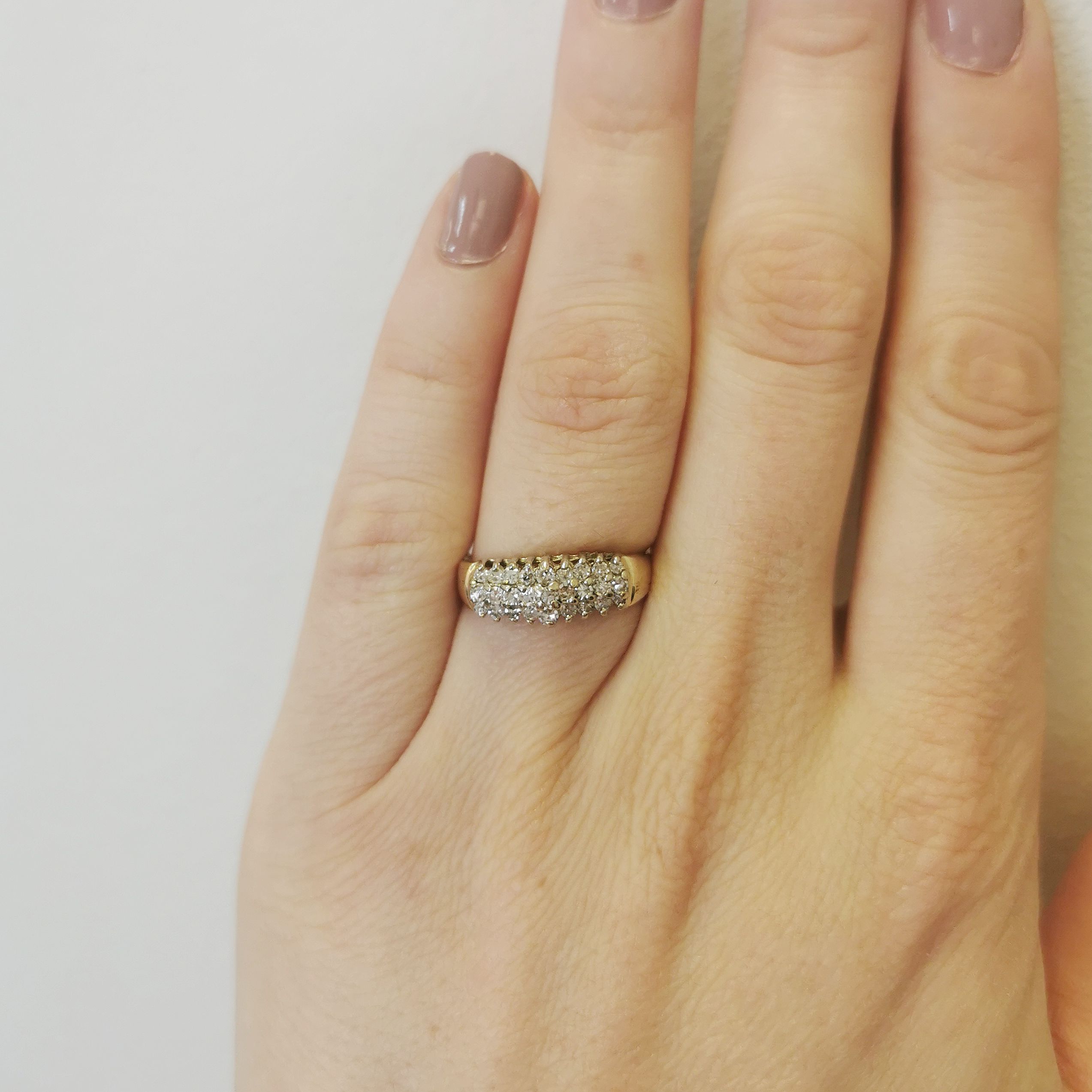 Three Row Diamond Cluster Ring | 0.35ctw | SZ 7 |