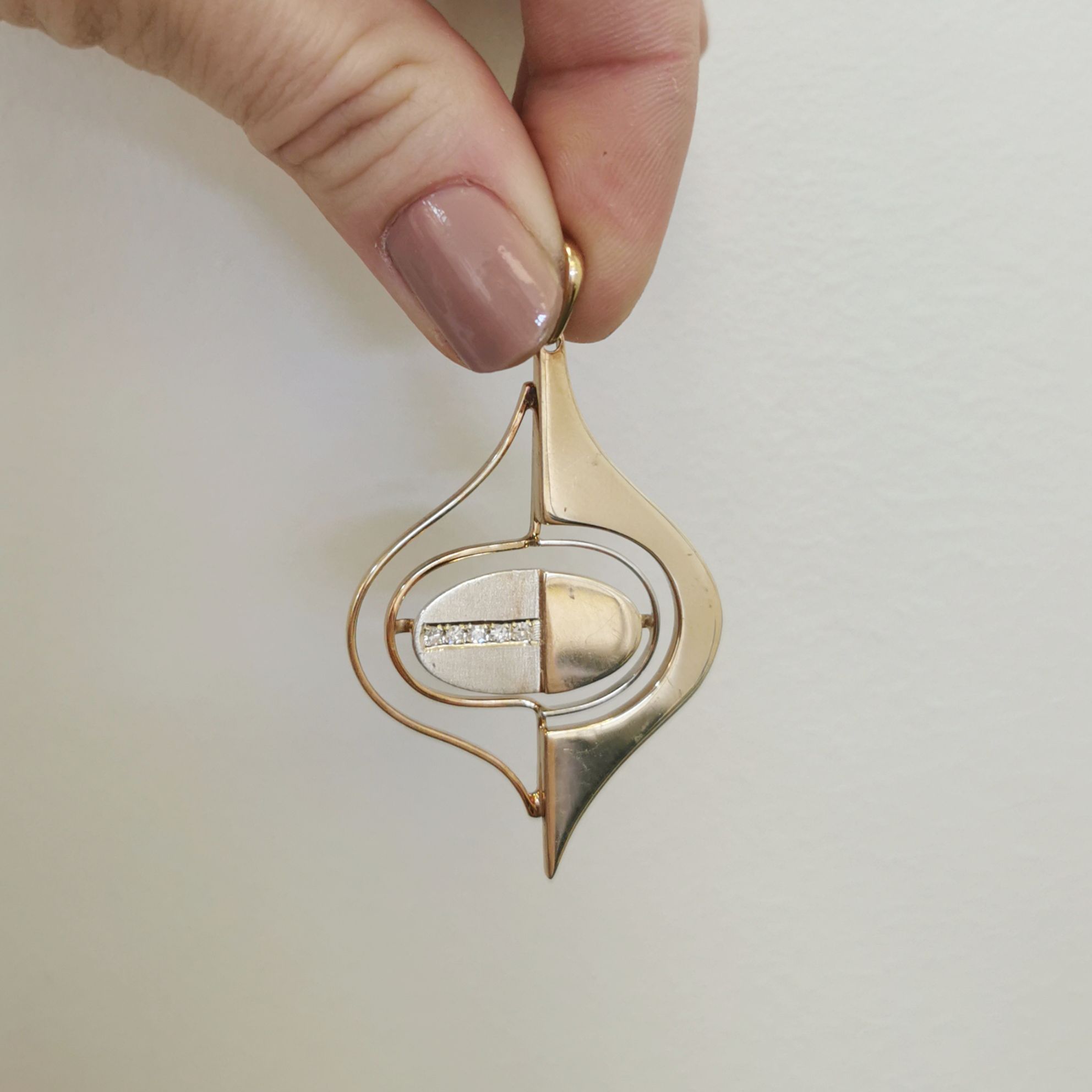 Diamond Bar Two Tone Pendant | 0.10ctw |