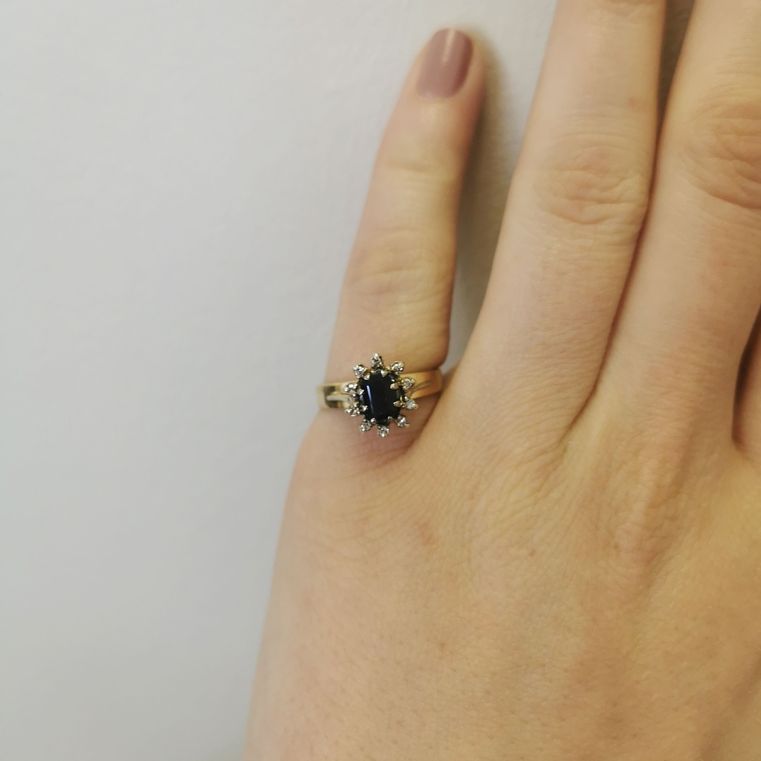 Blue Sapphire & Diamond Halo Ring | 0.65ct, 0.06ctw | SZ 6 |