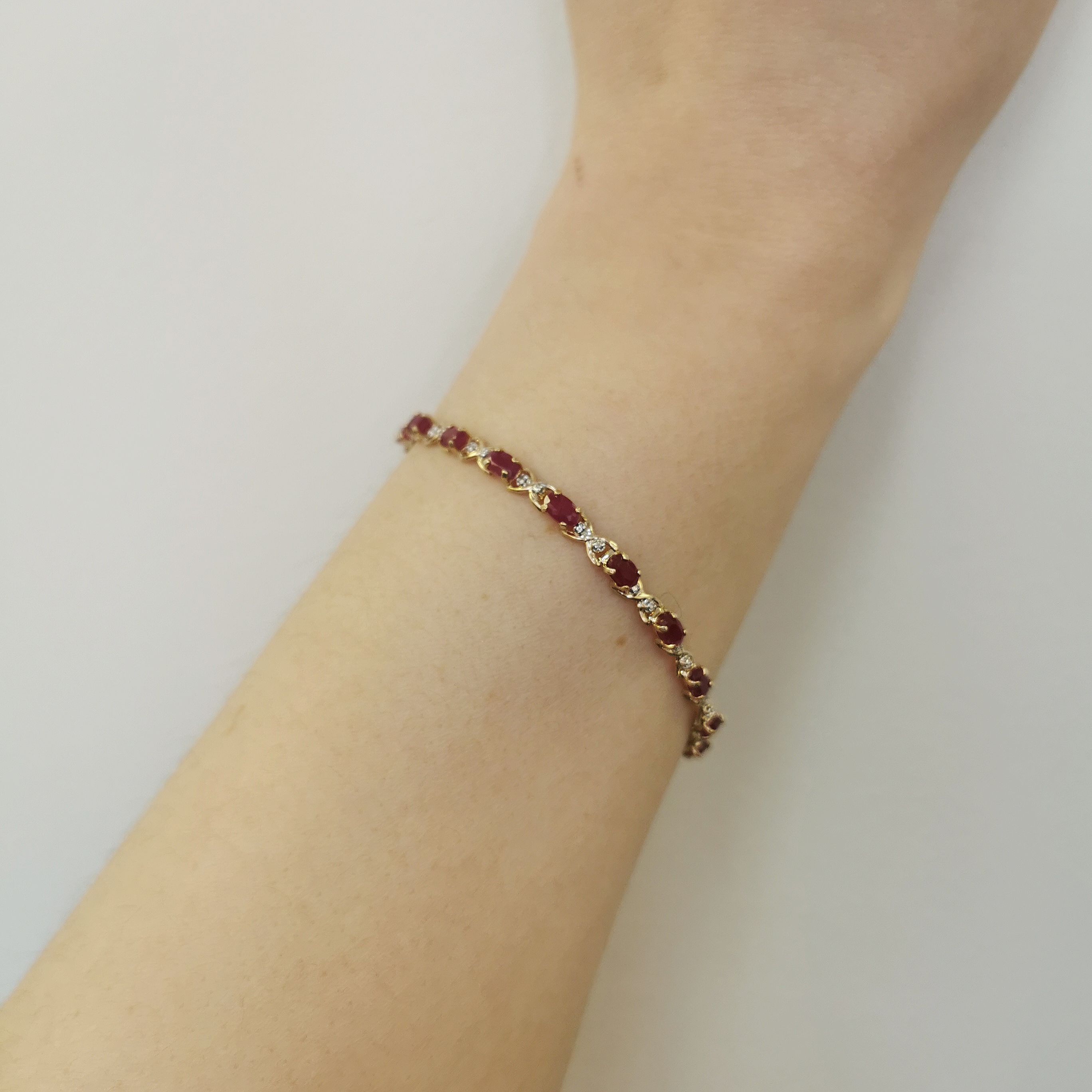 Ruby & Diamond Tennis Bracelet | 4.00ctw, 0.02ctw | 7" |