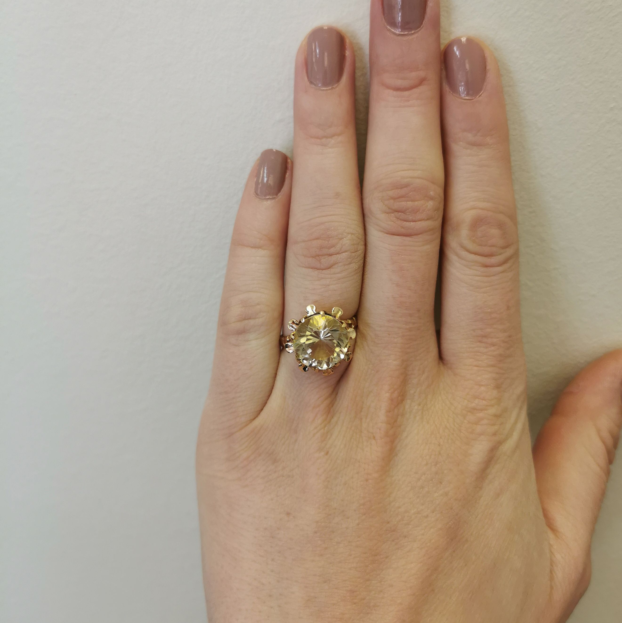 Retro Citrine Cocktail Ring | 6.40ct | SZ 8 |